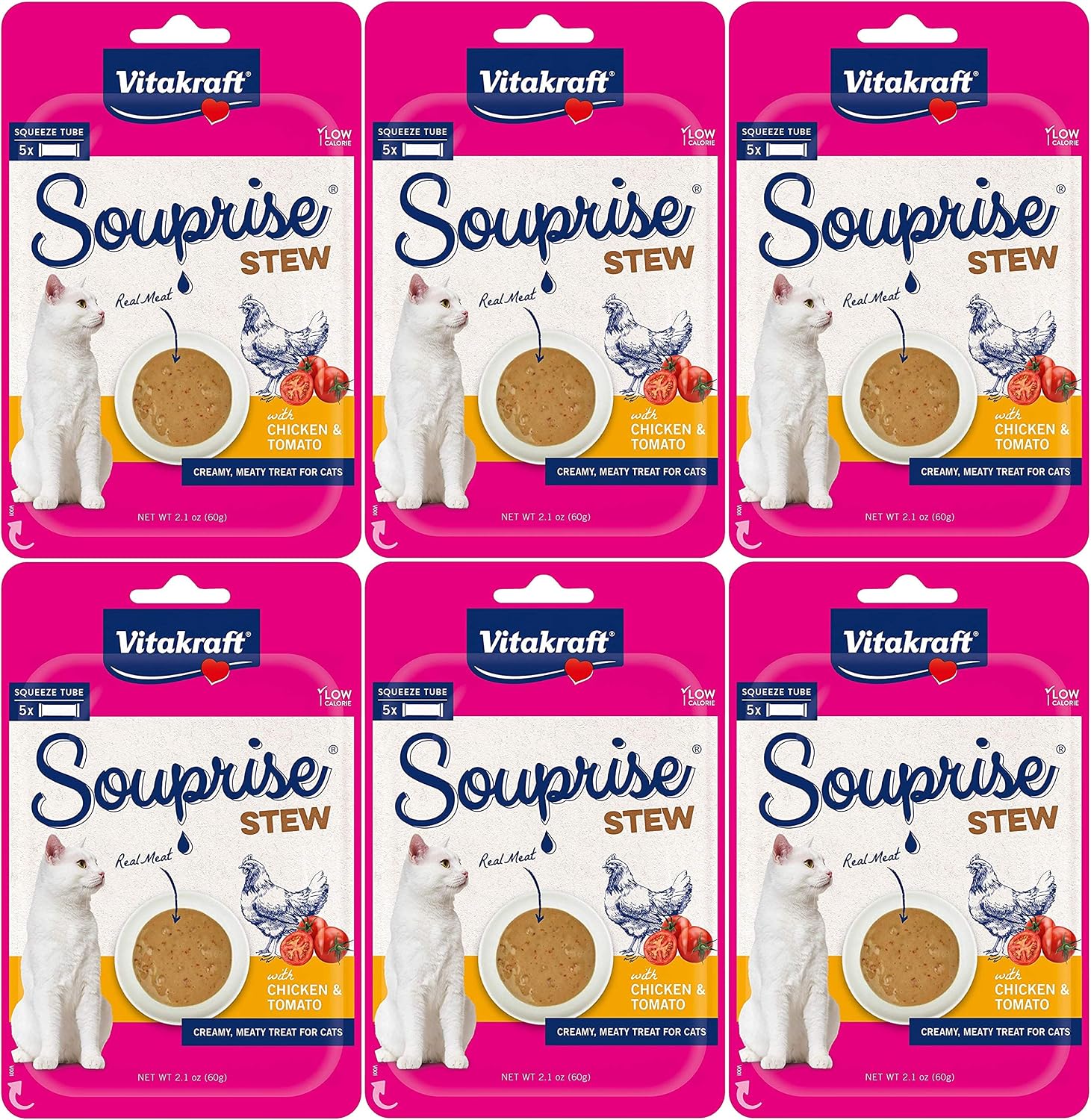 Vitakraft 30 Pack of Chicken and Tomato Souprise Stew Liquid Cat Treat Squeeze Tubes