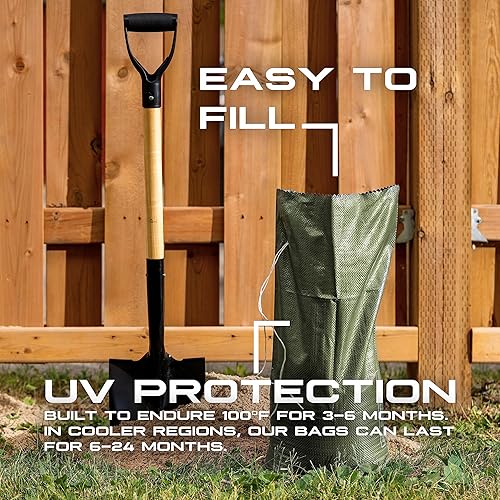 Miniatura 6 de (No fabricadas en China) Bolsas de arena vacías resistentes para inundaciones, bolsas de arena con lazos para control de inundaciones, protección UV