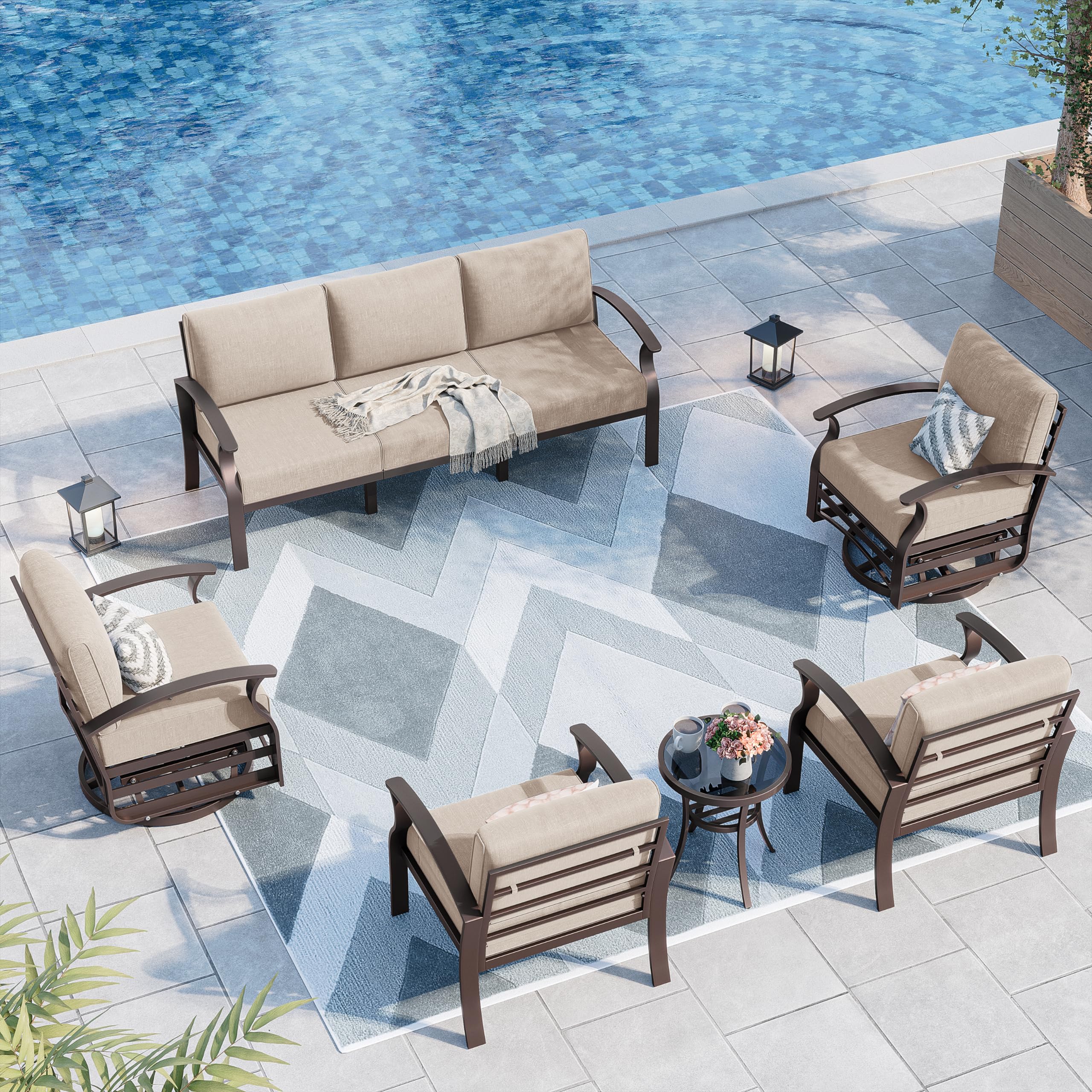 Amazon.com: Kurapika Aluminum Patio Furniture Set 7-Seat Modern