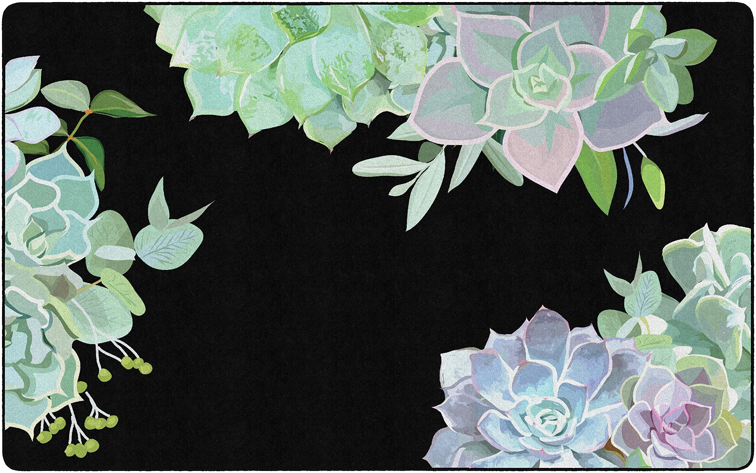 Flagship Carpets Schoolgirl Style Simply Stylish Succulents Classroom Area Rug for Indoor Classroom Learning or Kid Bedroom Educational Play Mat, 7'6