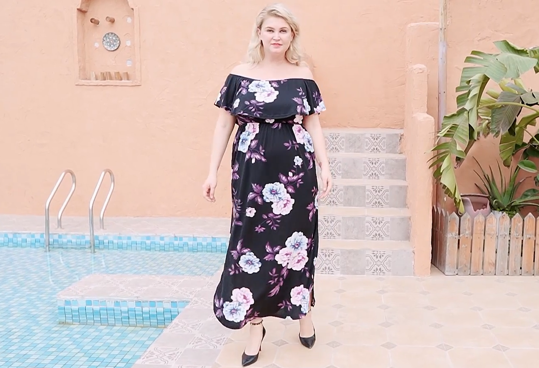 chinese dress ladies Nemidor Womens Plus Size Maxi Dress Summer Casual Loose Off Shoulder Slit Long  Dresses with Pocket(200,14,Dark Purple) at Amazon Women's Clothing store
