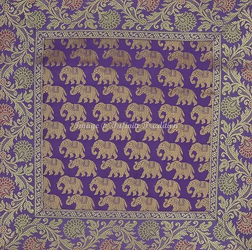 Miniatura 4 de Infinite Tradition Funda de almohada de seda de brocado para sofá indio de 16 x 16 pulgadas, diseño único de jacquard morado dorado para decoración