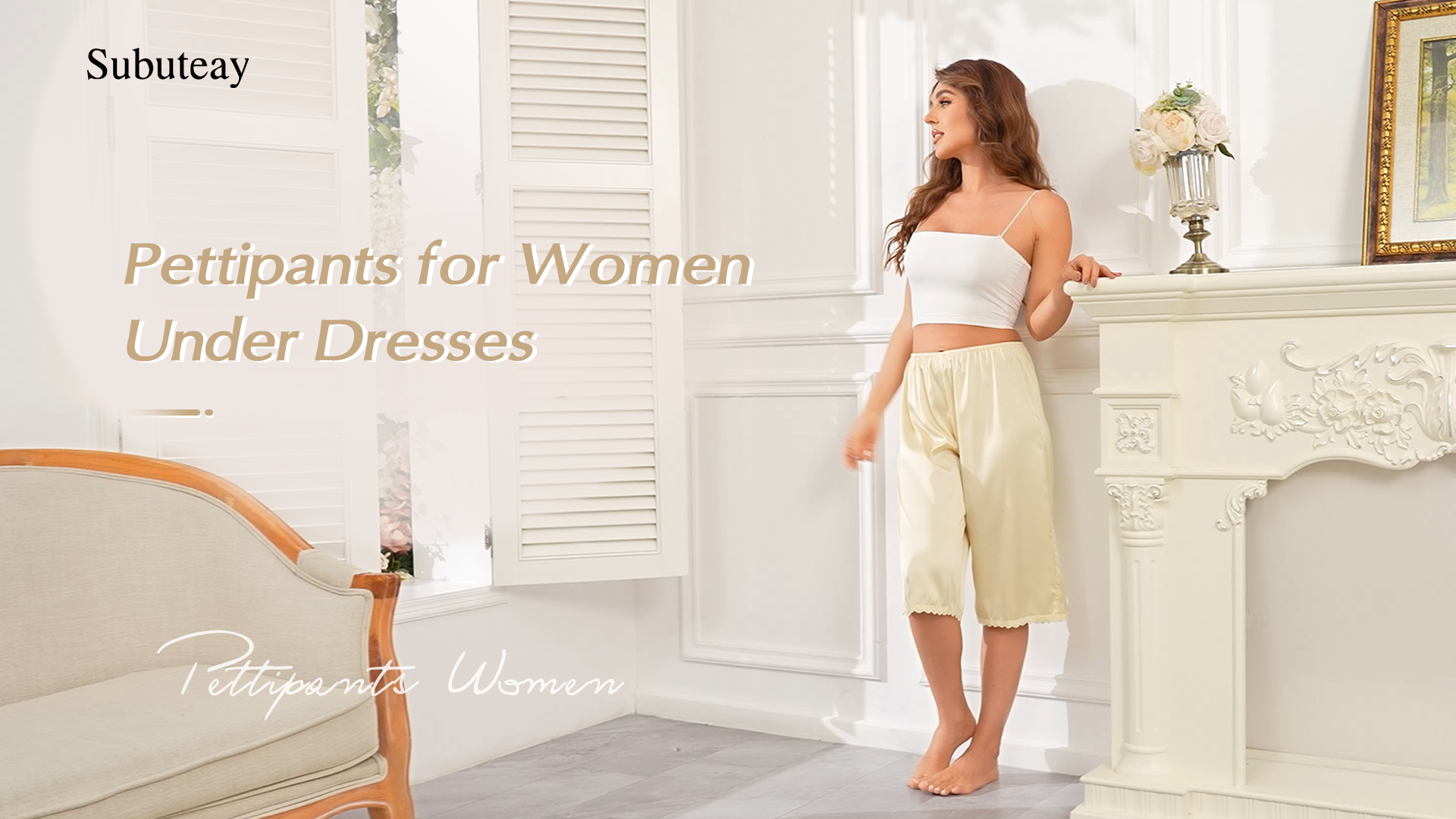 Subuteay Culotte Slips for Women Pettipants for Under Dresses Half Slip Bloomers Beige Large at Amazon Women's Clothing store