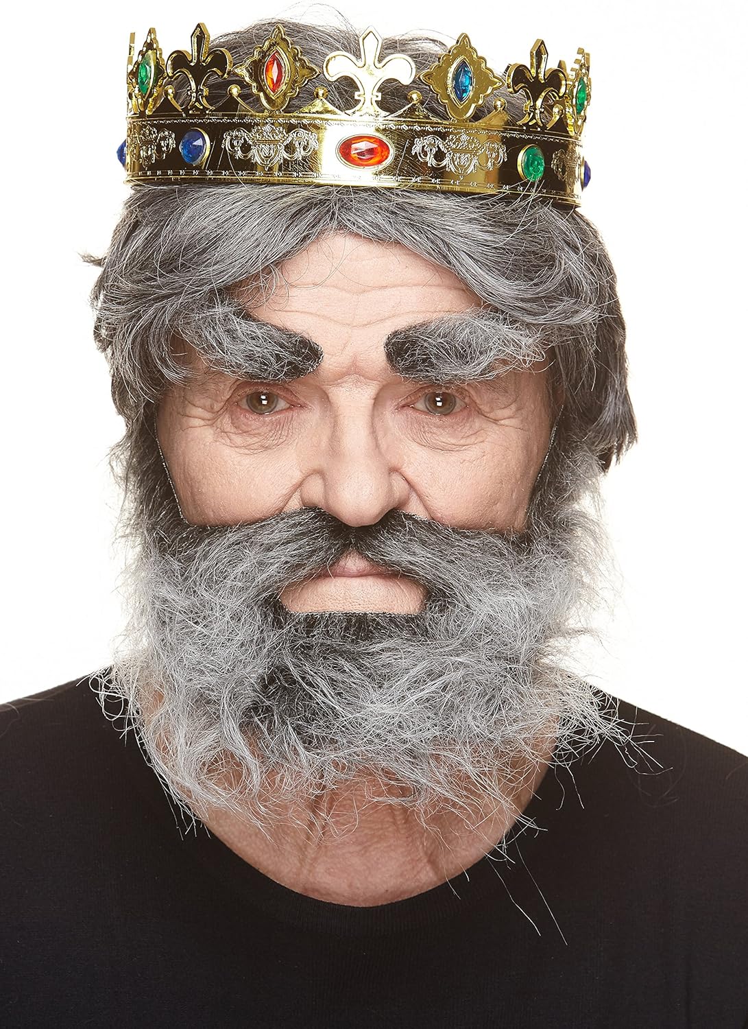 Mustaches Self Adhesive Traper Fake Mustache Beard and Eyebrows, Novelty, Realistic False Facial Hair, Costume Accessory for Adults, Salt and Pepper Color : Clothing, Shoes & Jewelry