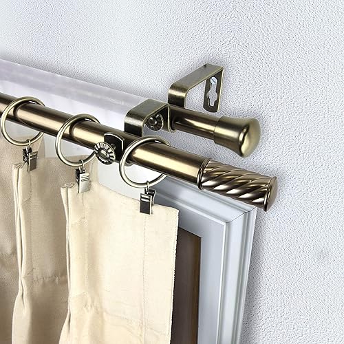 Miniatura 13 de Rod Desyne Grip 3/4 pulgadas Dia. 120-170"-Negro Juego de cortinero doble