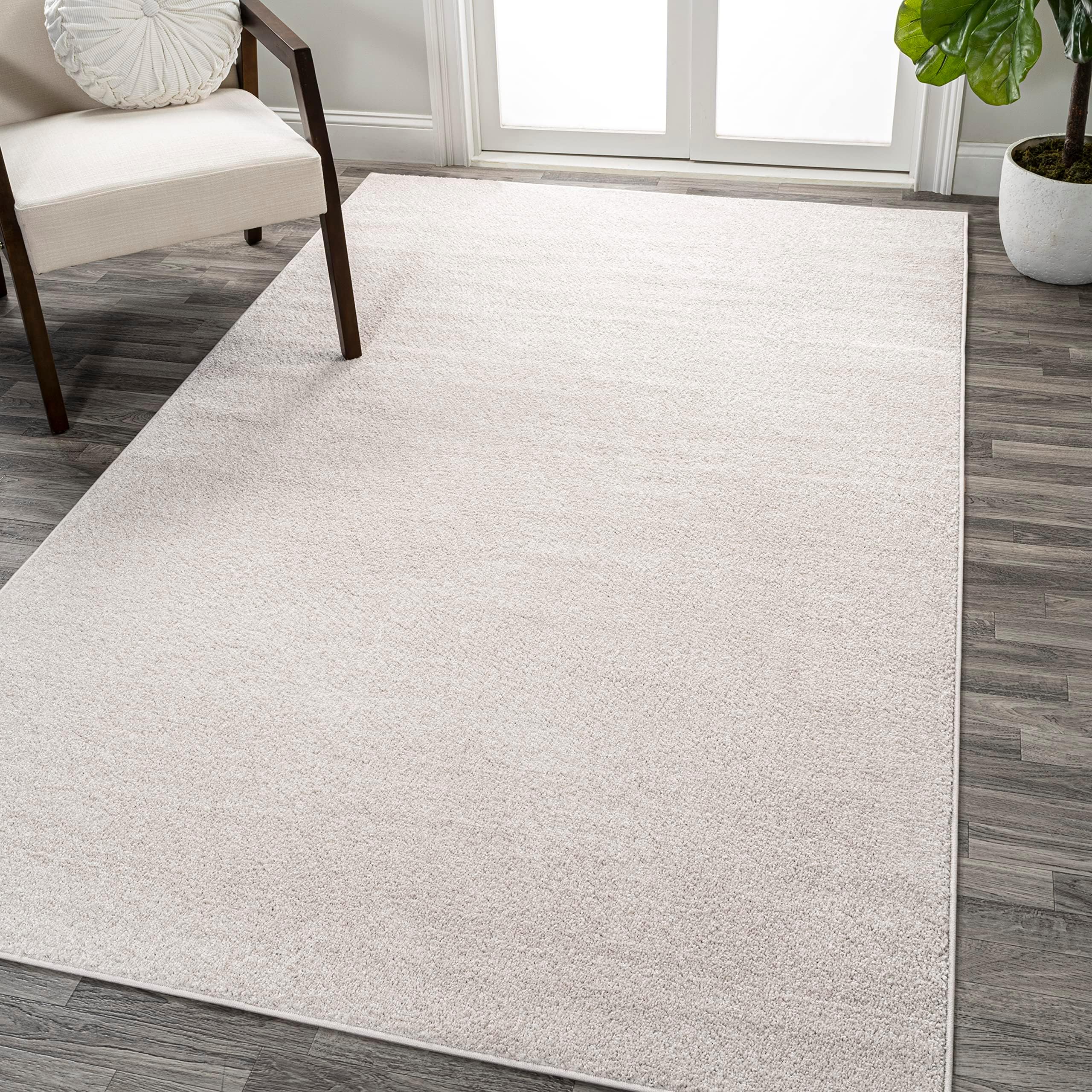 JONATHAN Y SEU100D-8 Haze Solid Low-Pile Indoor Area Rug, Casual, Contemporary, Traditional Easy Cleaning, Bedroom, Kitchen, Living Room, Non Shedding, Ivory, 240 cm X 300 cm