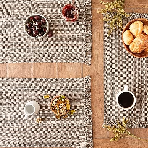 Miniatura 2 de DII Colección de mesa jaspeado, juego de manteles individuales, 13x19, seta, 6 piezas