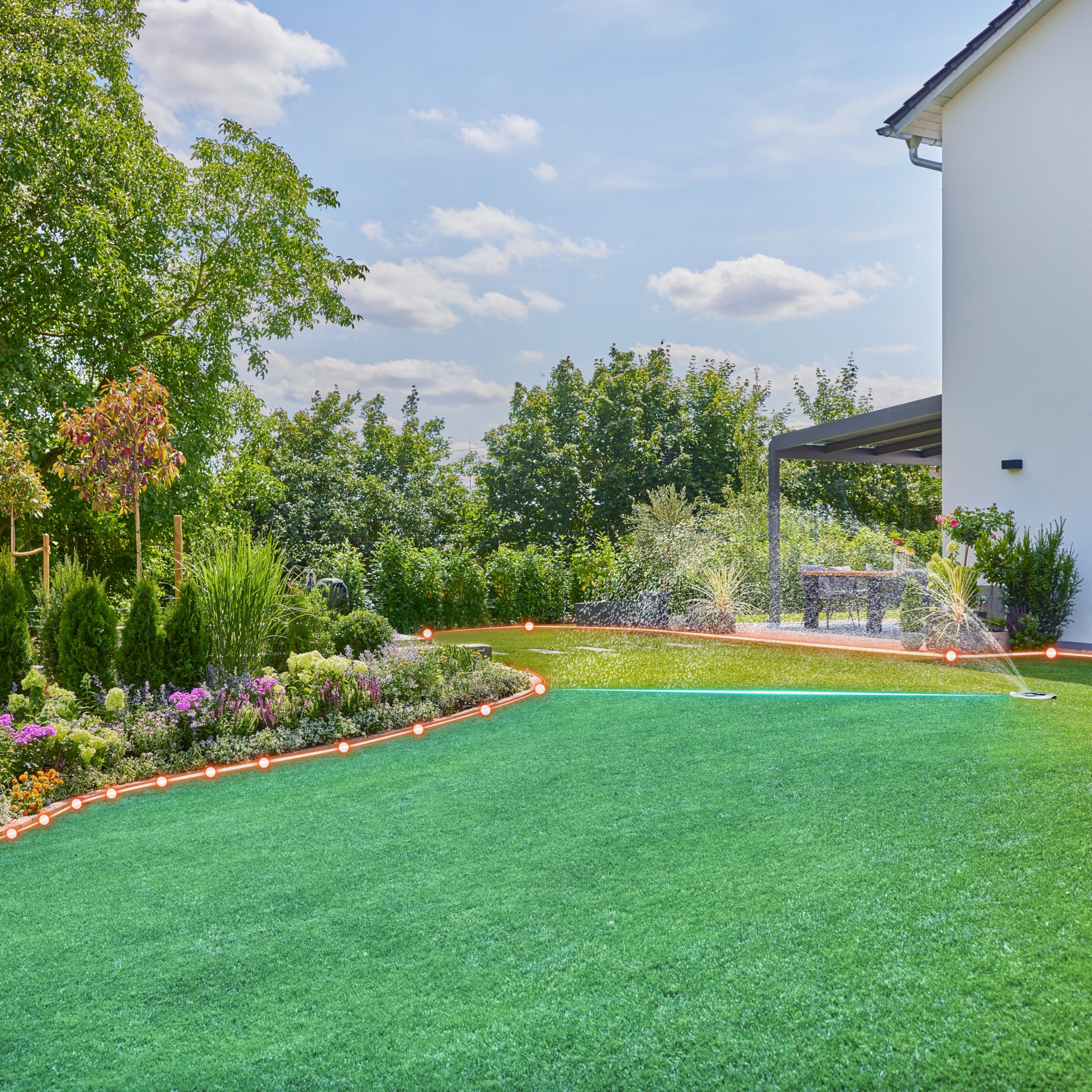 Gardena AquaPrecise Sistema de riego por tuberías: Ahorro de Agua, riego preciso para césped de hasta 320 m², Control Bluetooth, fácil instalación (16001-20)