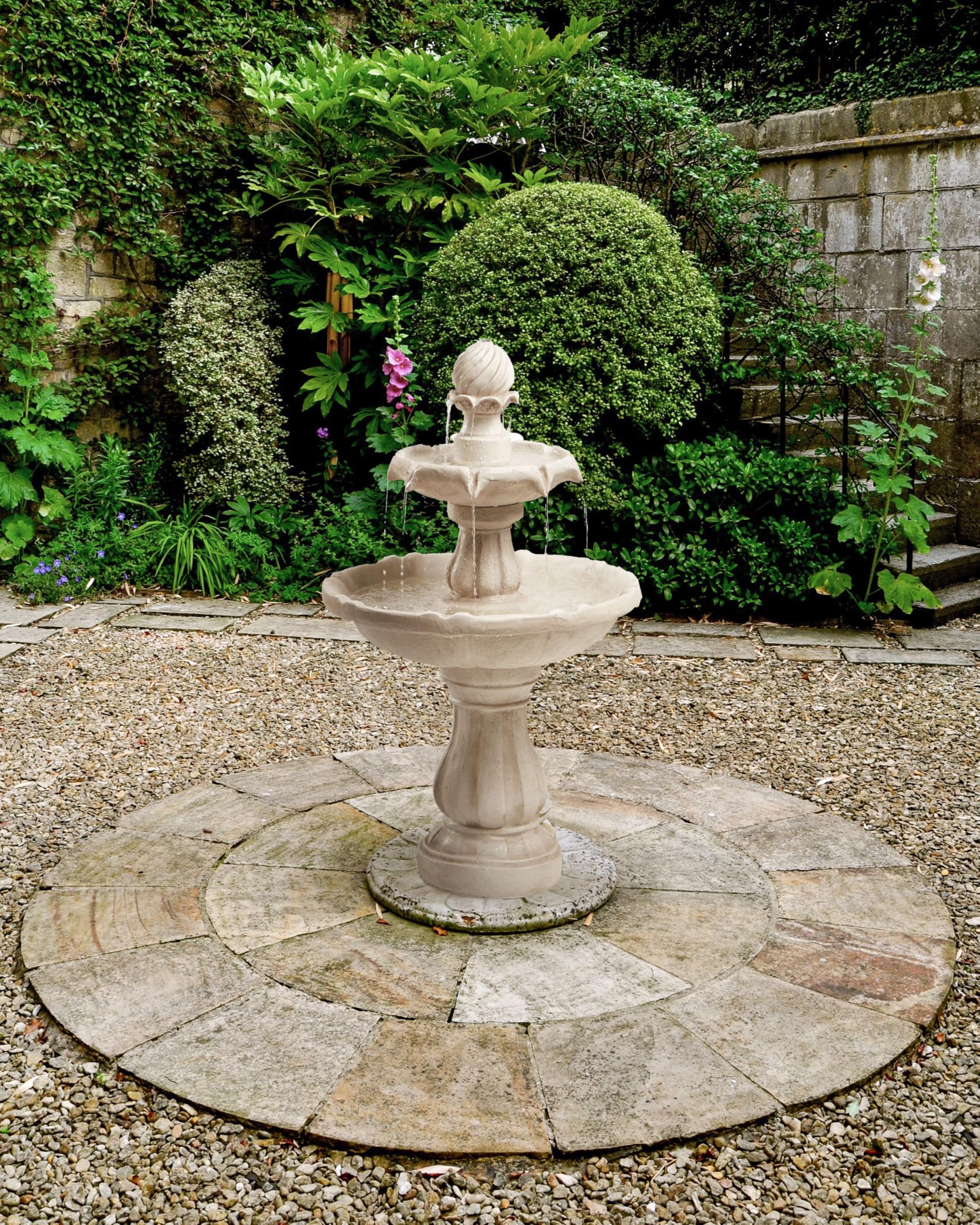 Fontaine de Jardin en Résine Cascade Accessoire d'Extérieur Beige Clair Limbara