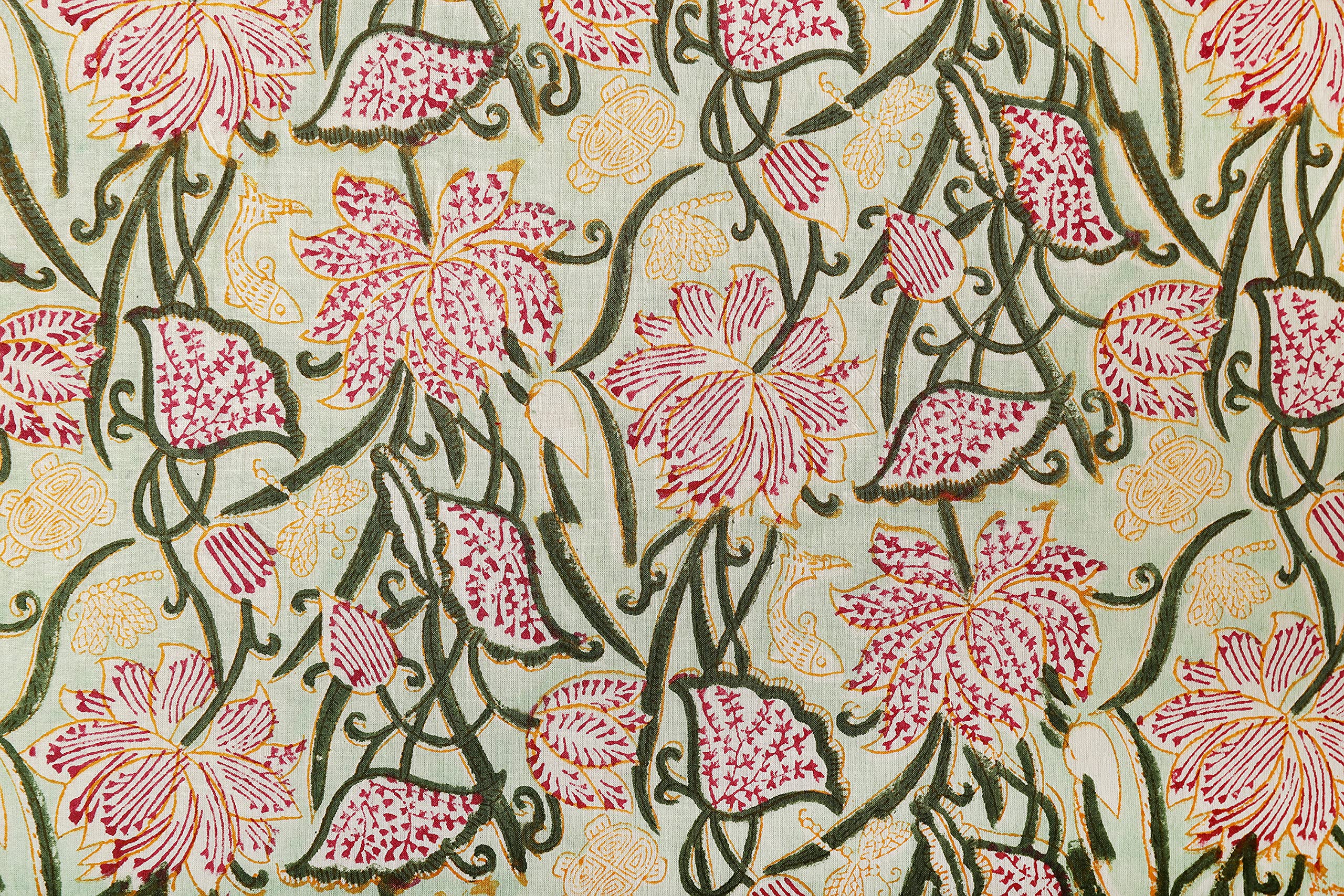 Ravaiyaa - Attitude is everything Cotton Voile Running Dress Craft Making Fabric Hand Block Floral Printed Fabric Home Furnishing Fabric (Mint Green) (2.5 Meter)-image-42