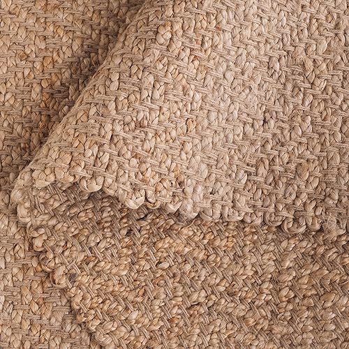 Miniatura 8 de SAFAVIEH Natural Fiber Collection - Alfombra decorativa de 3 x 5 pies, natural, hecho a mano, yute con flecos, ideal para zonas de alto tráfico en