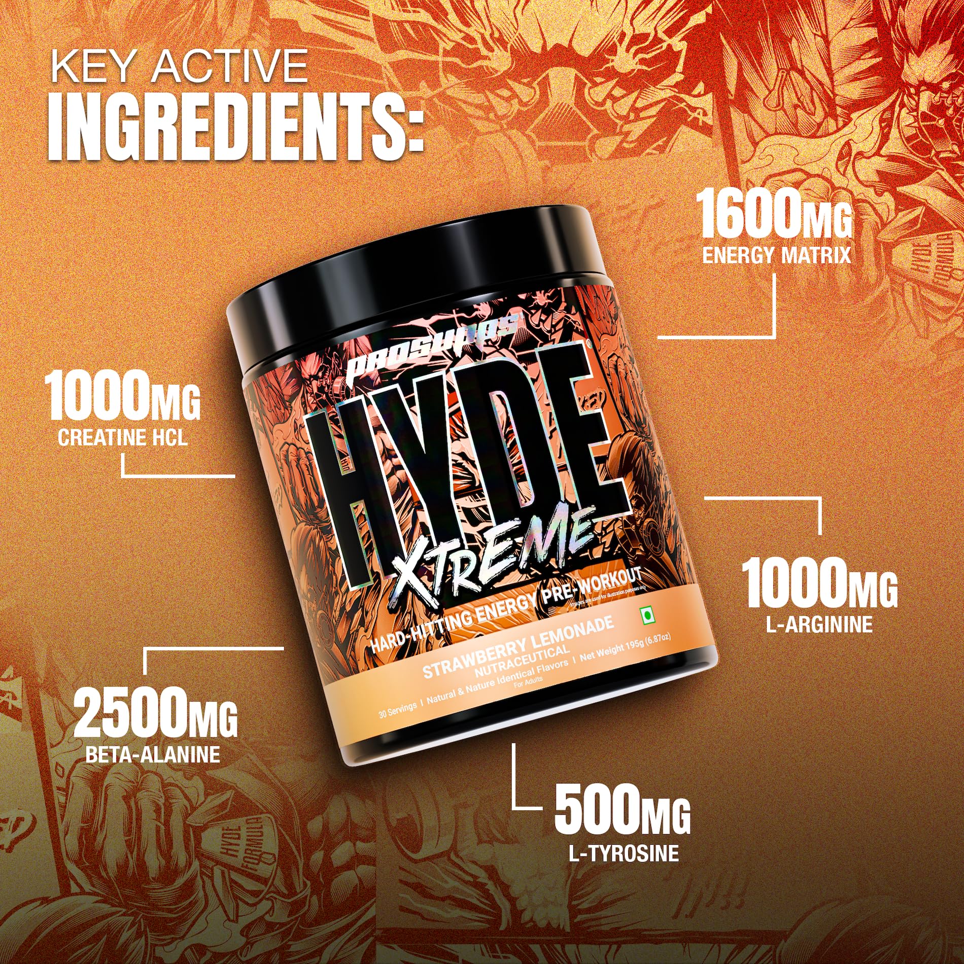 ProSupps Hyde Xtreme Strawberry Lemonade High Stim Pre Workout, 30 Servings — Amazon image 2