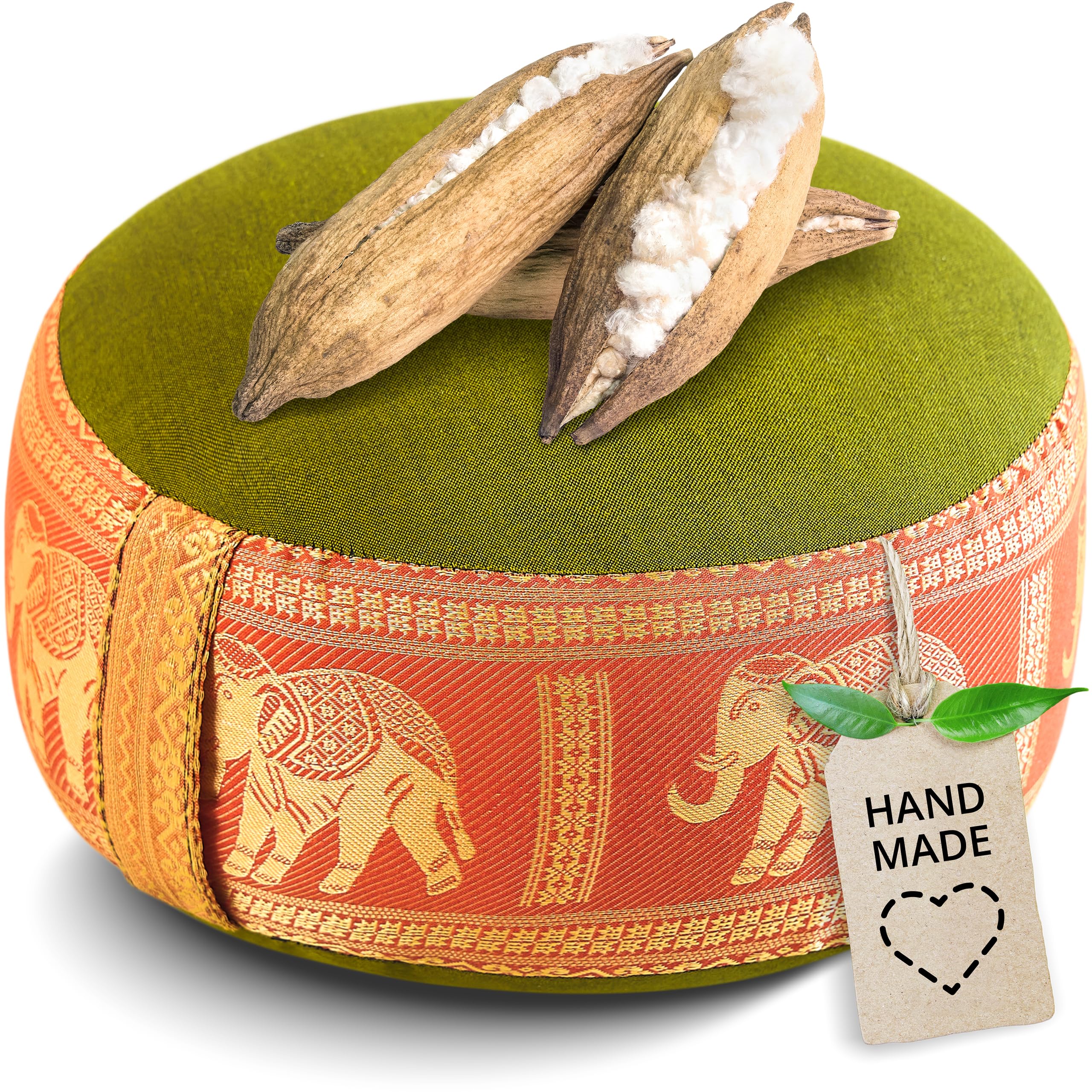 livasia Meditationskissen Thaiseide - Ø 32x20cm - Yogakissen klein mit Kapok, Pouf, Bodenkissen Yoga Zen Meditation, Sitzkissen Garten Balkon, Zafukissen handgefertigt