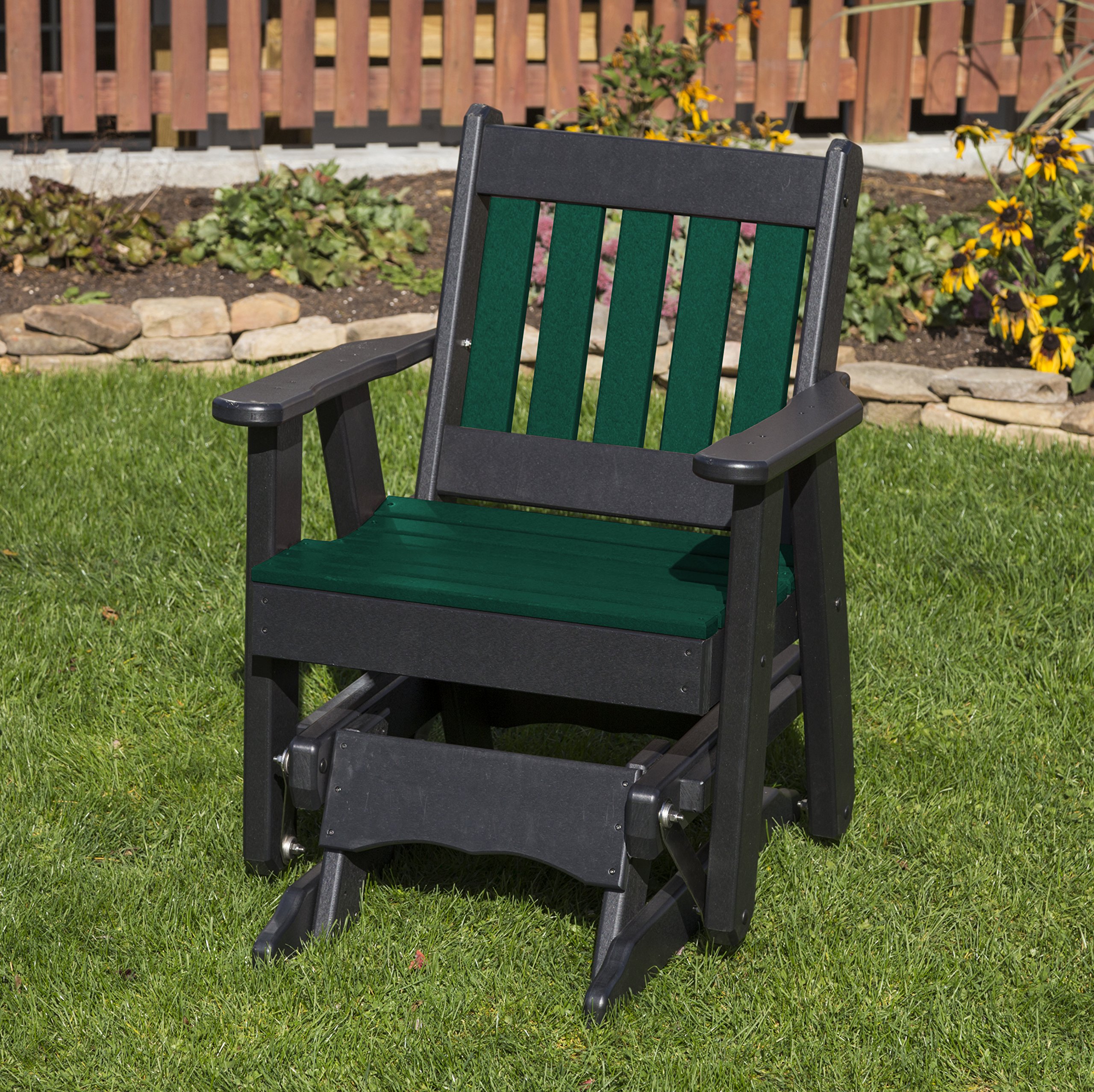 Turf Green-Poly Lumber Mission 2 Feet Glider Everlasting - Made in USA - Amish Crafted