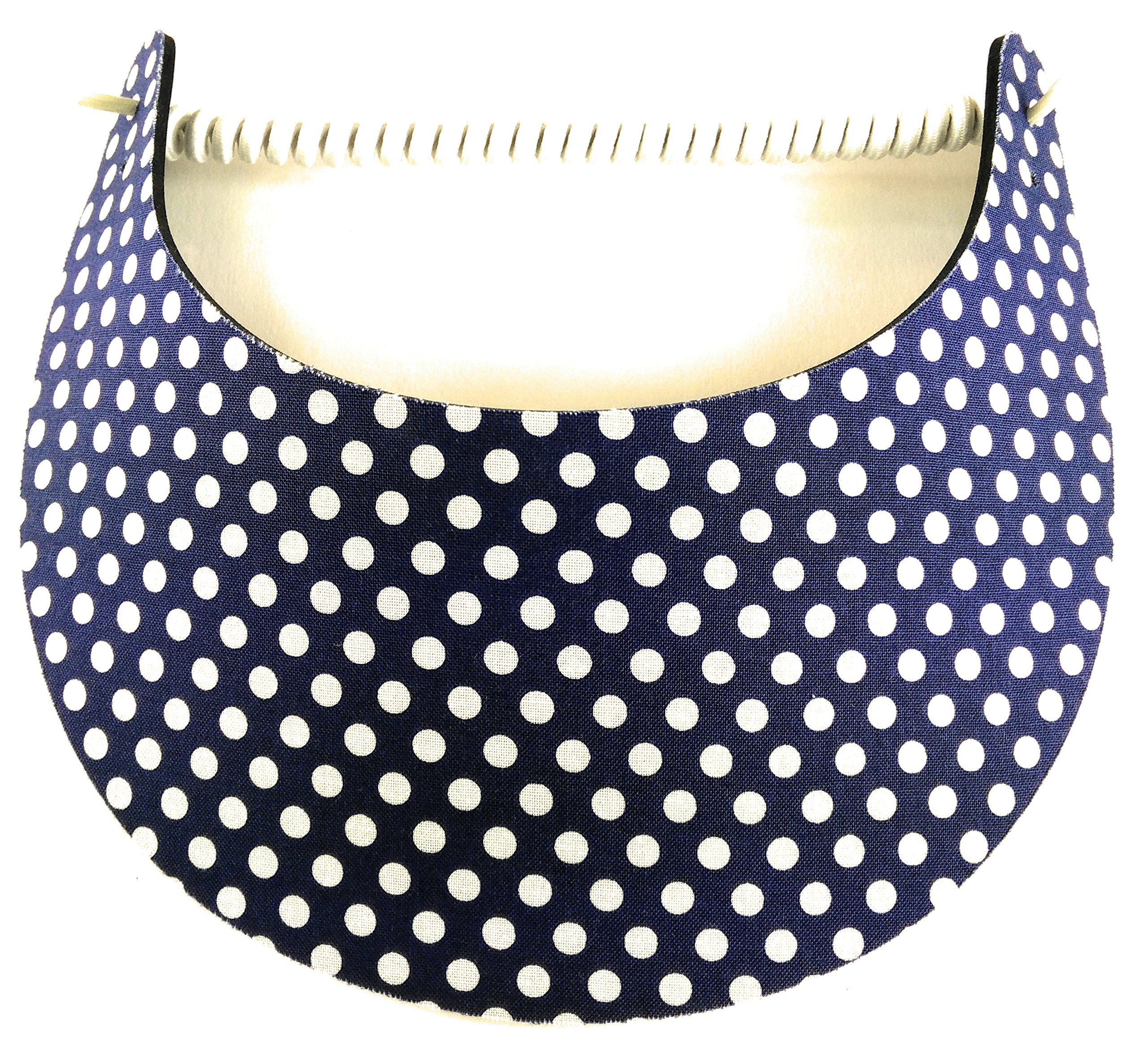 Foam Coil Back Sun Visor (Blue with White Polka Dots)