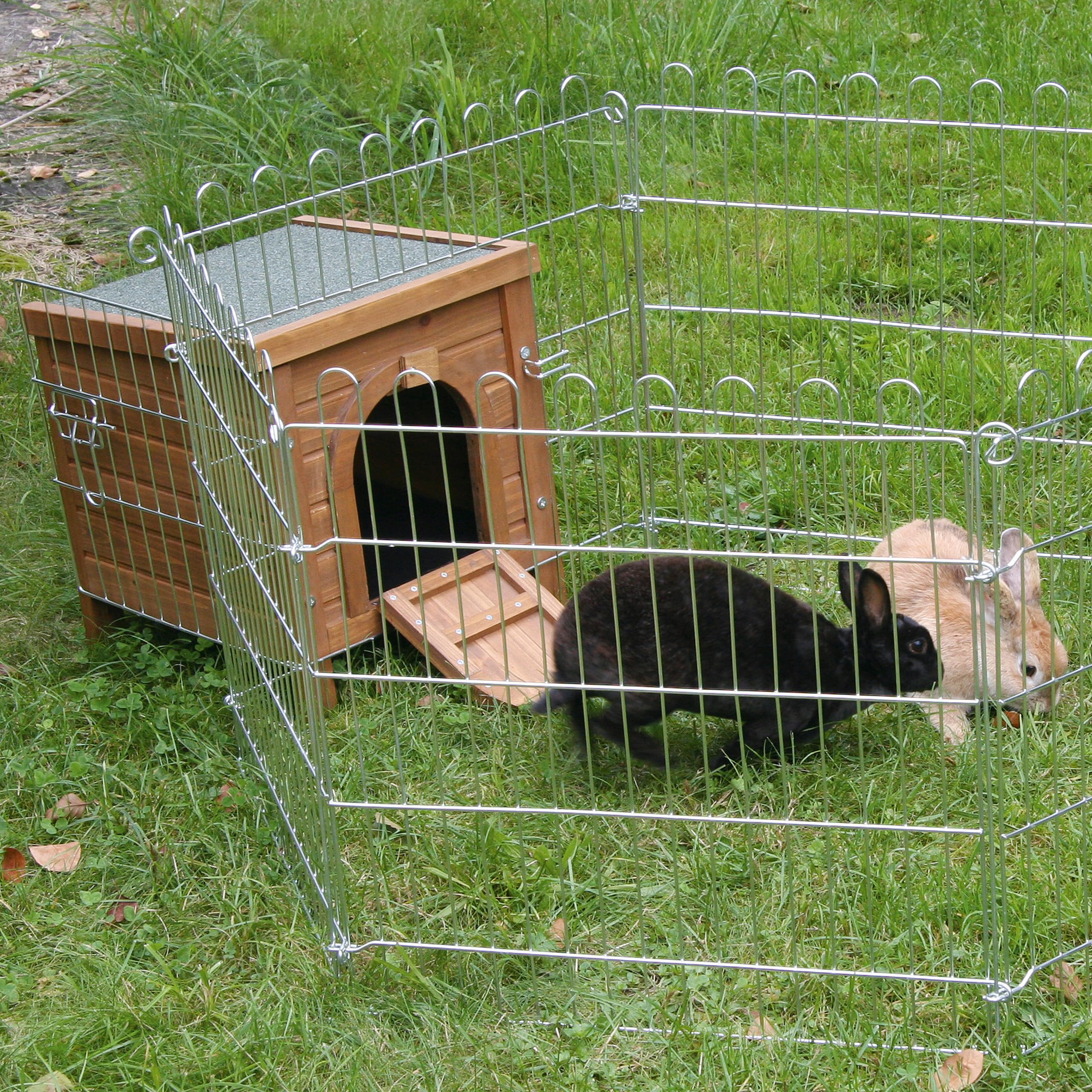 Kerbl Pet Outdoor Kleintierhaus, 36x36x40cm, wetterfestes Bitumendach, für Hasen, Kaninchen, weitere, Kleintiere, einfache Reinigung, verschließbar