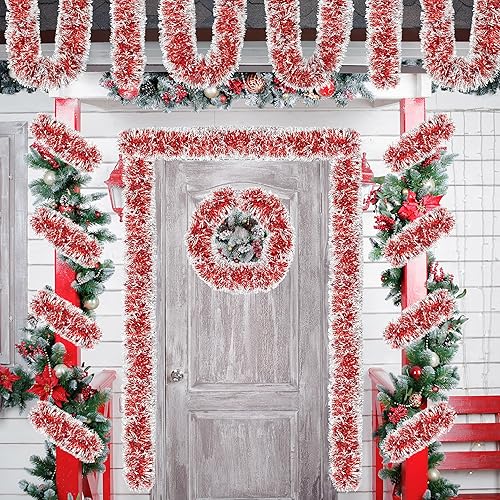 Miniatura 6 de Guirnalda de oropel con purpurina para árbol de Navidad de 50 pies, con punta de escarcha, decoración brillante para fiestas de Navidad, interiores