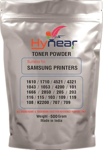 Image of Ultra Dark Black Toner Powder Suitable for Samsung 1610 /1710 /4521 /4321 /104 /1053 /4200 /101 /1666 /2850 /205 /203 /116 /115 /103 /109 /119 /108 /K2200 /707 /709 Printers (Pack of 1) (500 Gram)