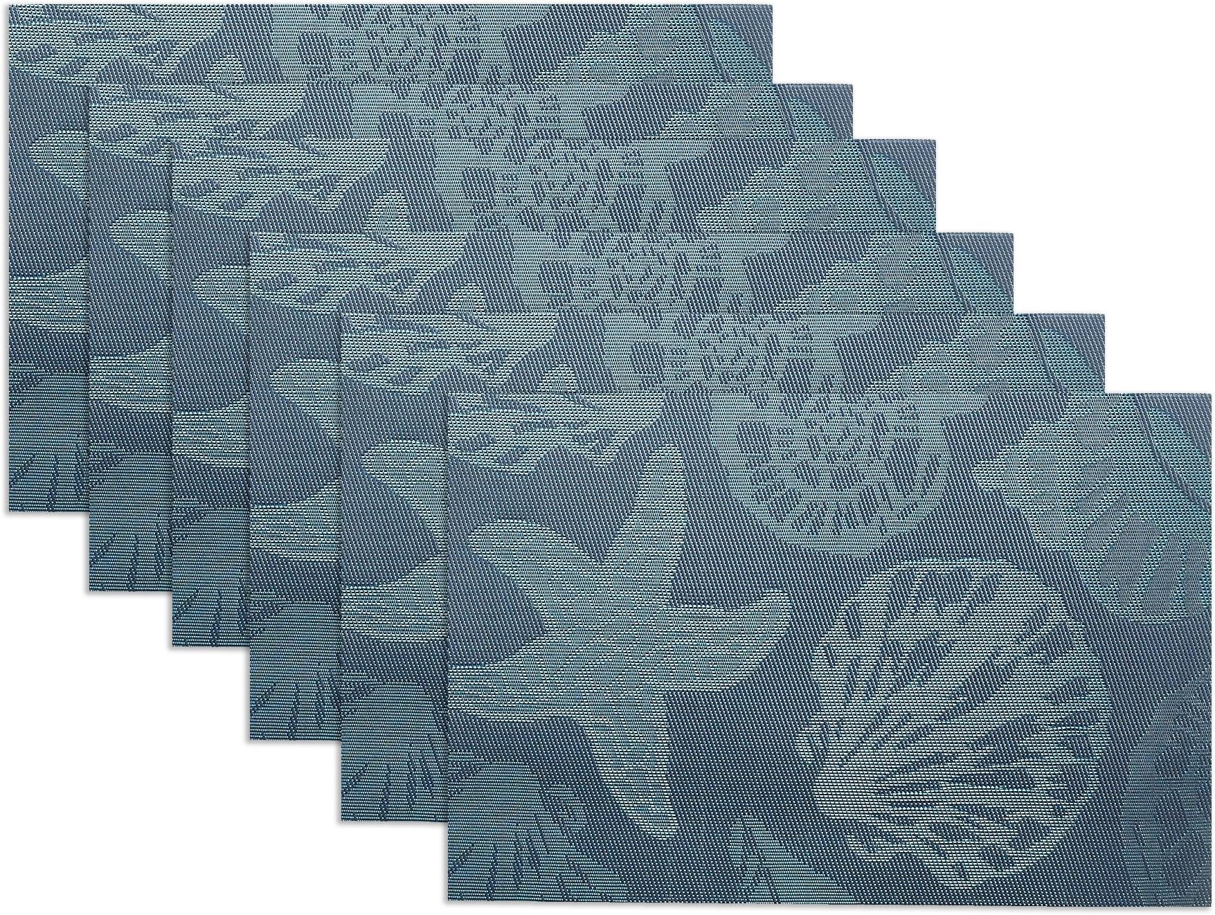 Sea Place Mats Beach Theme, Heat Resistant Coastal Placemats for Dining Table Mats Set of 6 - Nautical Counterart Reversible Outdoor Placemats Starfish Seashell Conch