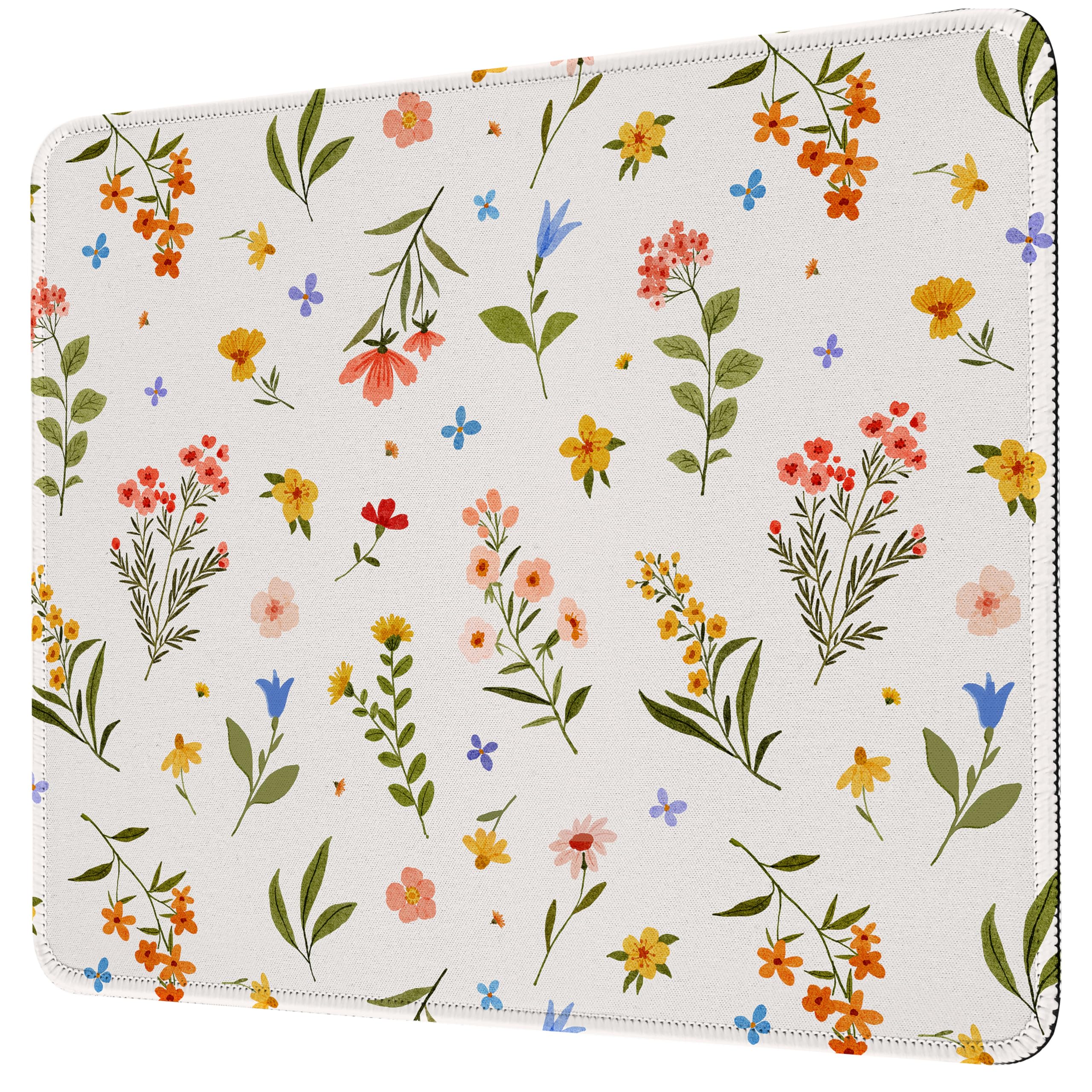 Premium-Mauspad mit genähten Kanten, 25,9 x 21,1 cm, glatte, waschbare Matte mit rutschfester Unterseite, personalisierbar, niedliche Mauspads für Laptop, Computer, Büro, Zuhause (buntes Blumenmuster)