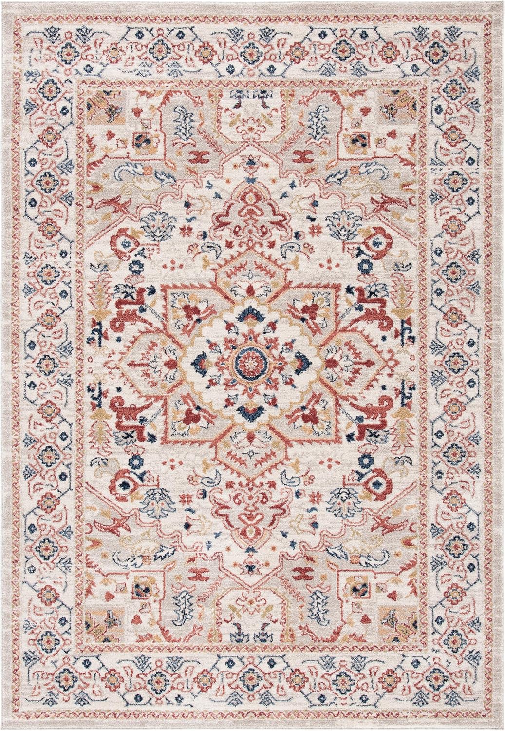 SAFAVIEH Charleston Collection Area Rug - 5'3" x 7'6", Beige & Ivory, Oriental Medallion Design, Non-Shedding & Easy Care, Ideal for High Traffic Areas in Living Room, Bedroom (CHL431B)