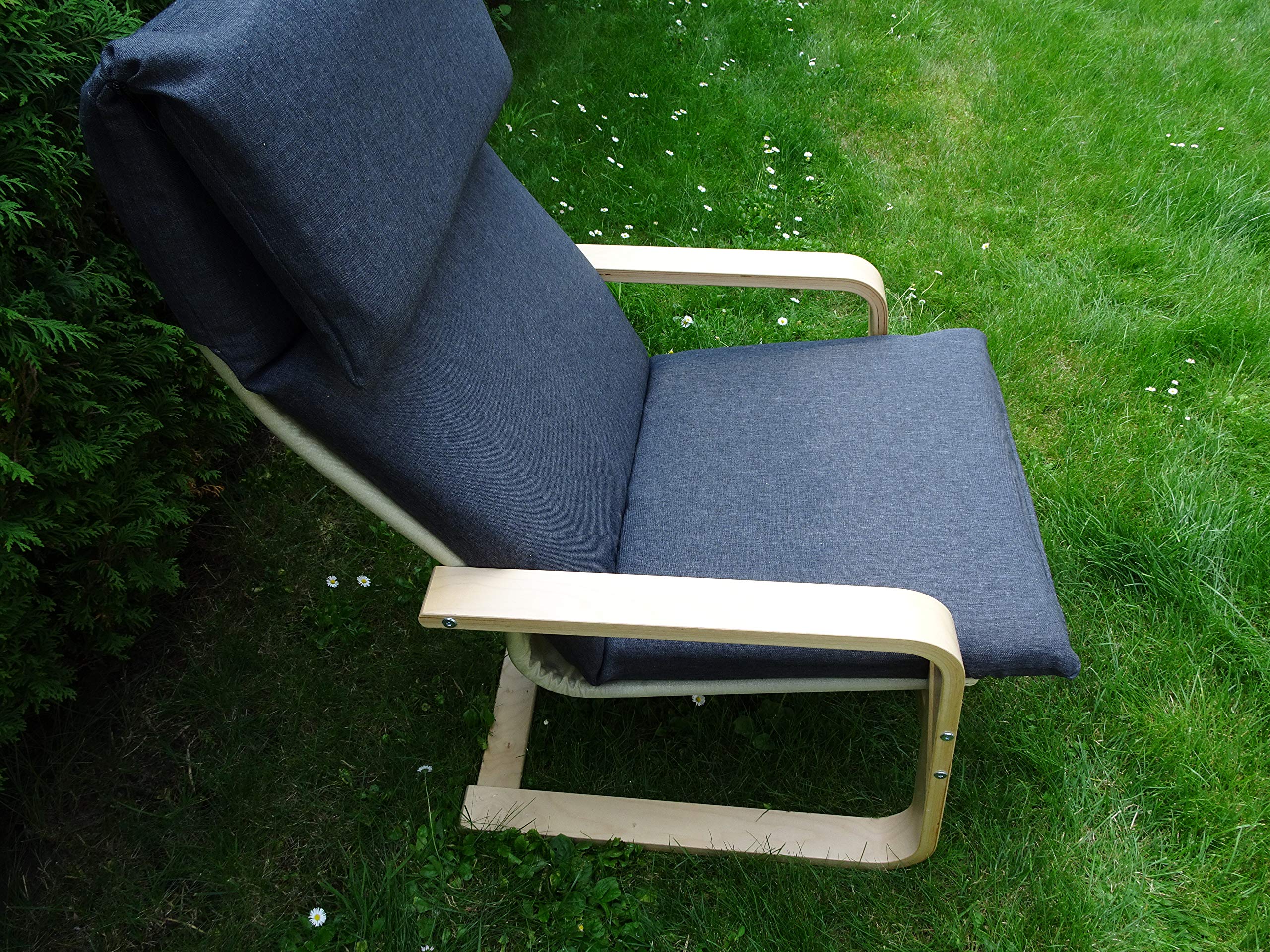 Kissen FÜR SCHAUKELSTUHL Typ Pello oder Poang. Hergestellt aus hochwertigem Polsterstoff. Sitz 57 x 50 Rücken 57 x 70, 8 cm dick (Anthrazit)