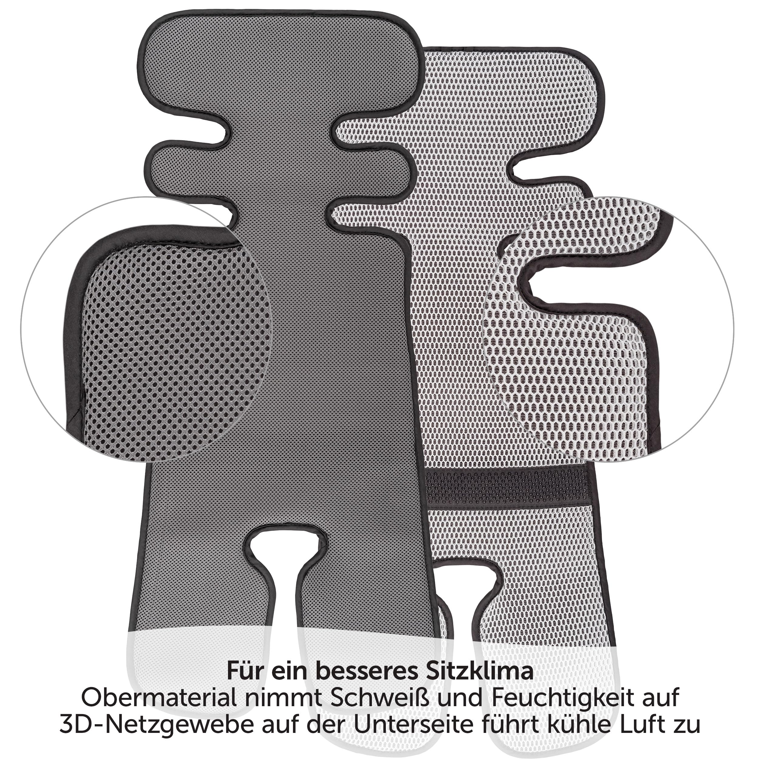 Zamboo Atmungsaktive Sommer Sitzeinlage- Universal Sitzauflage für Kinderwagen, Buggy und Kindersitz - Kühlt und schützt den Sitzbezug vor Flecken - Grau