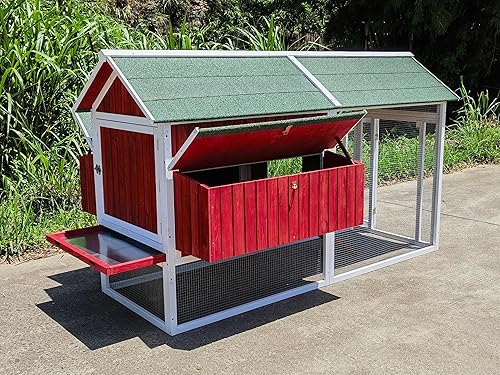 Miniatura 5 de Gallinero de madera Red Barn con caja de anidación para gallina de corrida, recinto cubierto para patio trasero