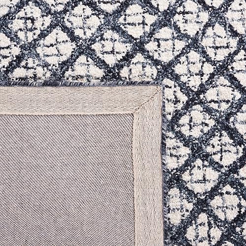 Miniatura 7 de SAFAVIEH Abstract Collection - Alfombra decorativa, 3 x 5 pies, marfil y azul marino, lana hecha a mano, ideal para zonas de alto tráfico en