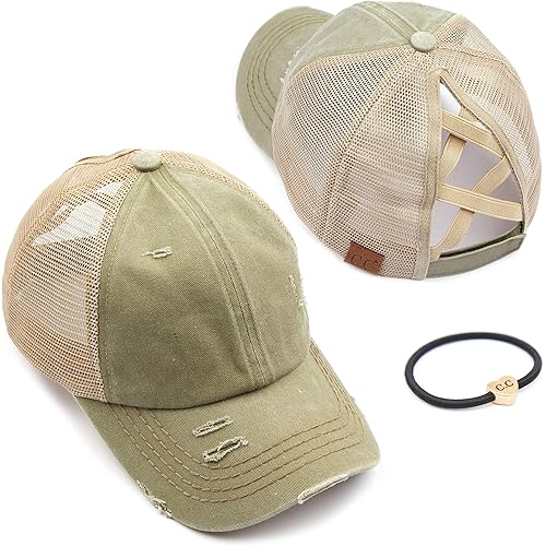 C.C Ponycap Messy High Bun Ponytail Adjustable Glitter Mesh Trucker Baseball Cap