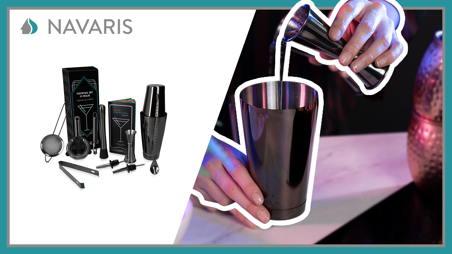 Navaris Kit Cocktail Shaker Professionale - Set Completo 11 pz