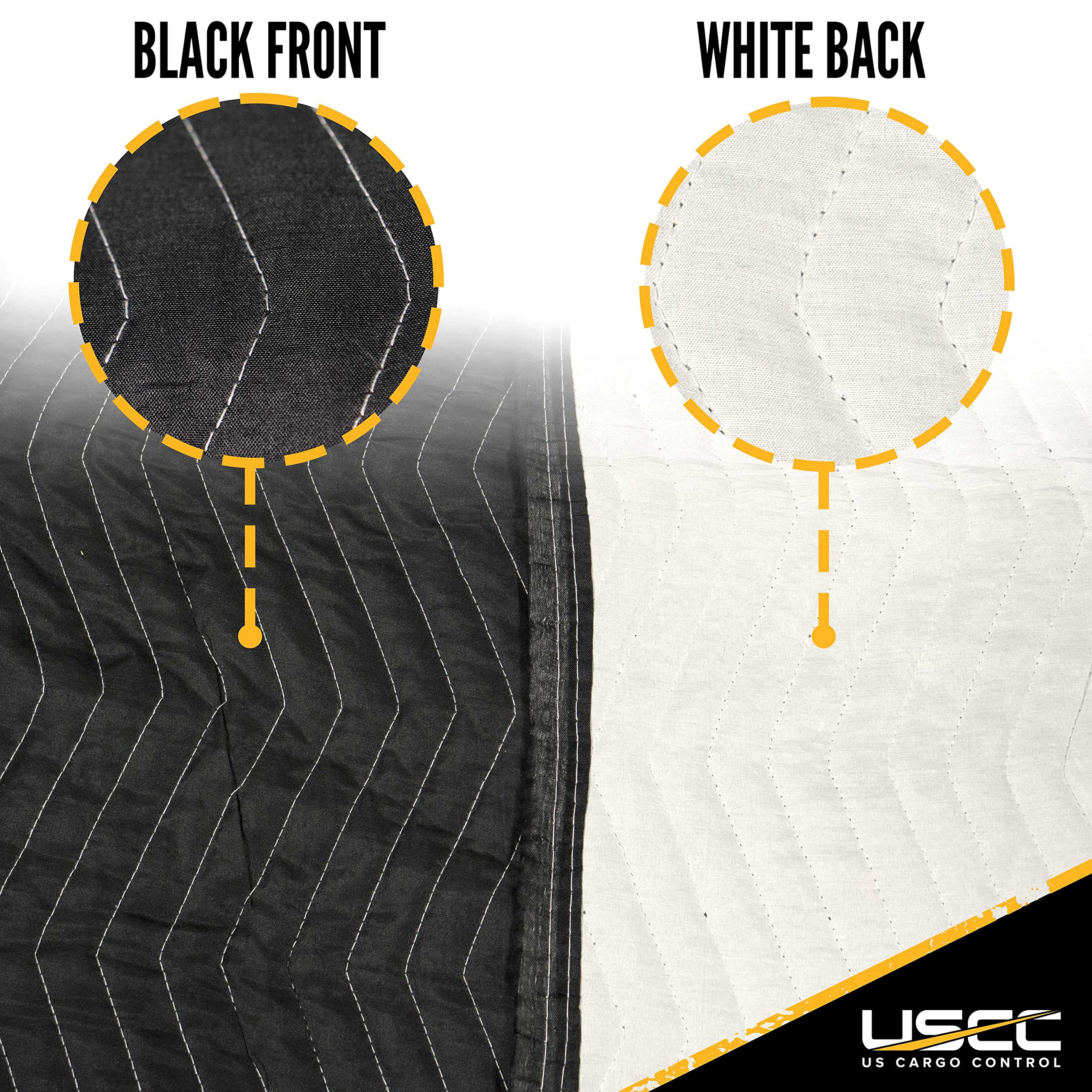 US Cargo Control Supreme Mover Heavy Duty Moving Blankets 80 Inches x 72 Inches - Black/White Moving Pads - Cotton/Polyester Blend Fabric - 7.5 Pounds Per Blanket - Washable and Reusable - 4 Pack