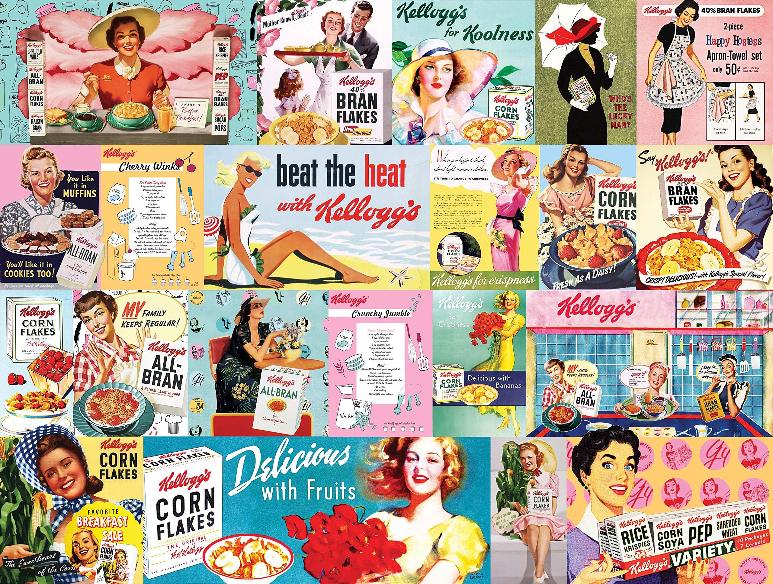 Kellogg's Retro Through The Years 550 Piece Puzzle for Adults Vintage Advertising, 24x18 inch Jigsaw by KI Puzzles