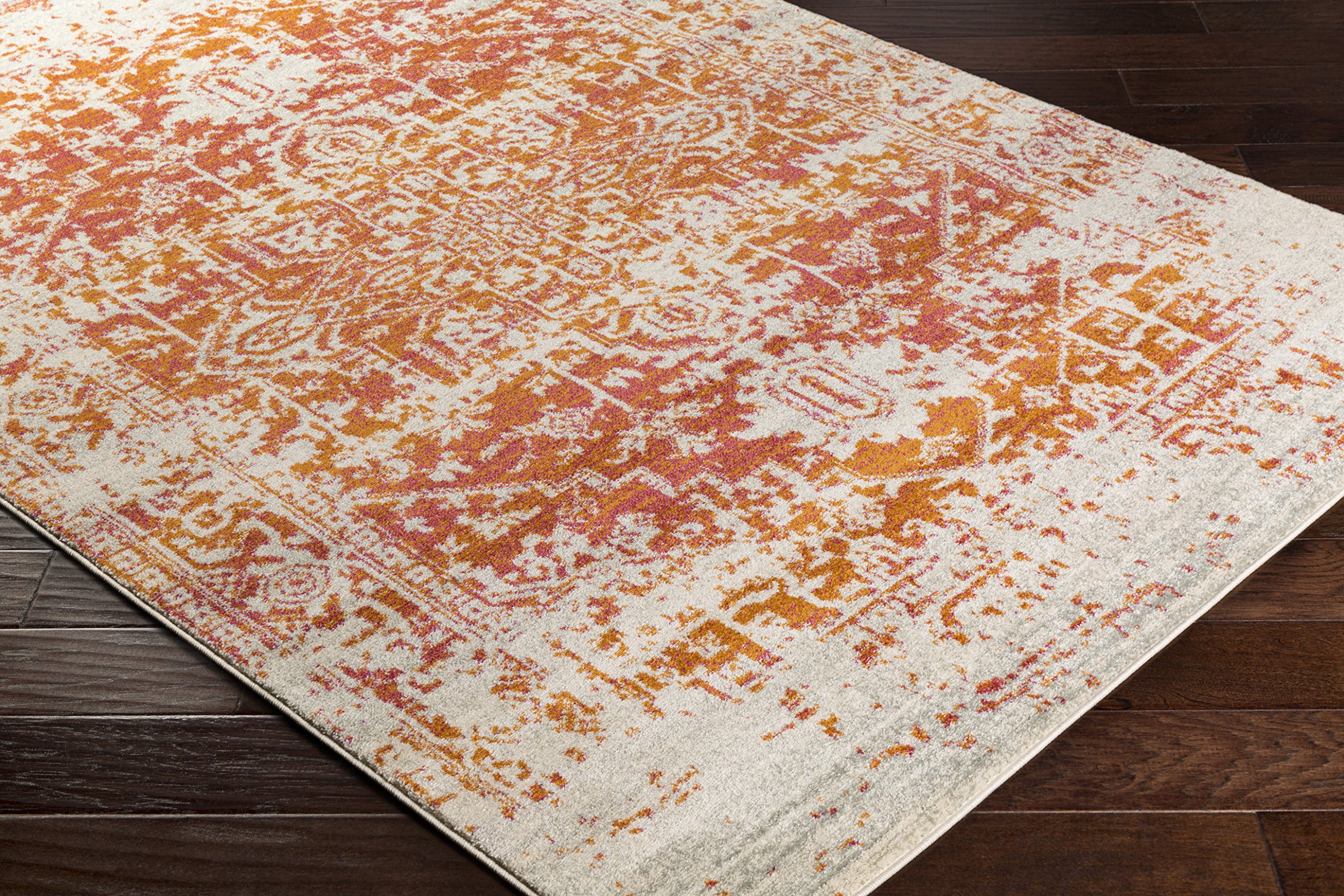Livabliss Syracusa Vintage groß - Wohnzimmer 160x220 cm, Esszimmer, Schlafzimmer, Orientalischer e Boho Style - Carpet Living Room, Bunter Muster, Orange, Beige und Rosa