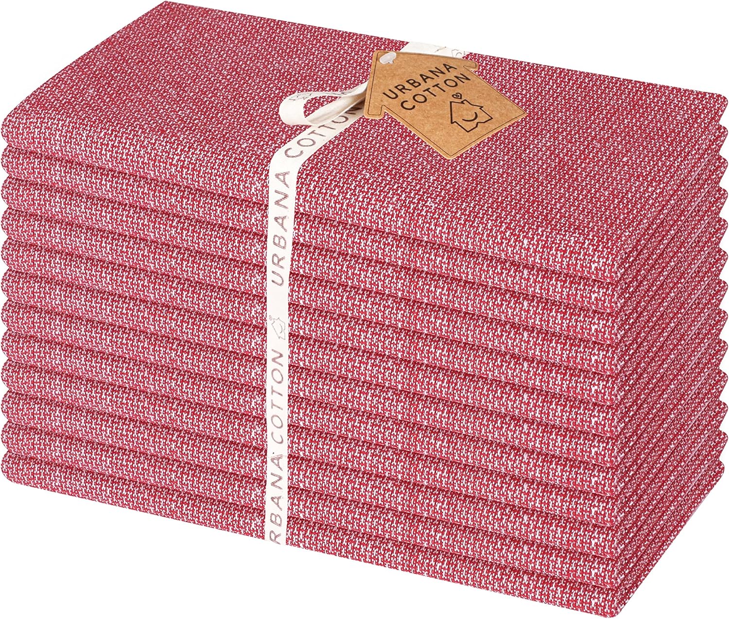 Urbana Cotton Set of 12 Grass Kitchen Cloth Napkins Premium