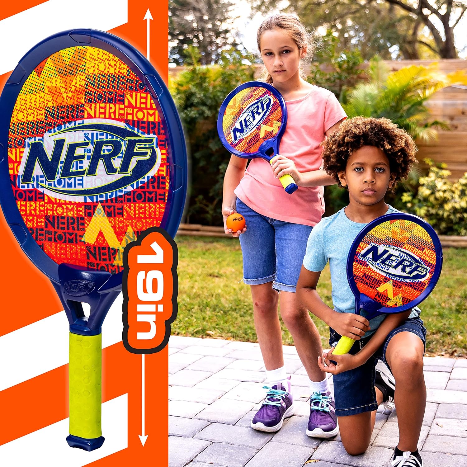 Nerf Small Driveway Tennis Set for Kids - 2 Player Kids Tennis Set - Rackets and Foam Ball - Indoor + Outdoor - (2) Rackets + Foam Ball Included