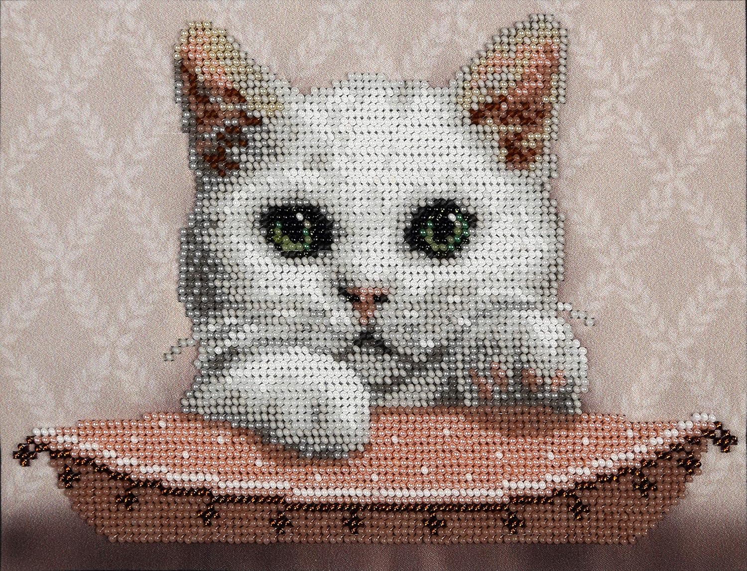 Masia The Lady Cat; Bead Embroidery kit; Contemporary Embroidery; 100% Glass Seed Beads Preciosa; Needlepoint; Handcraft; Tapestry kit; Needle Arts Decor