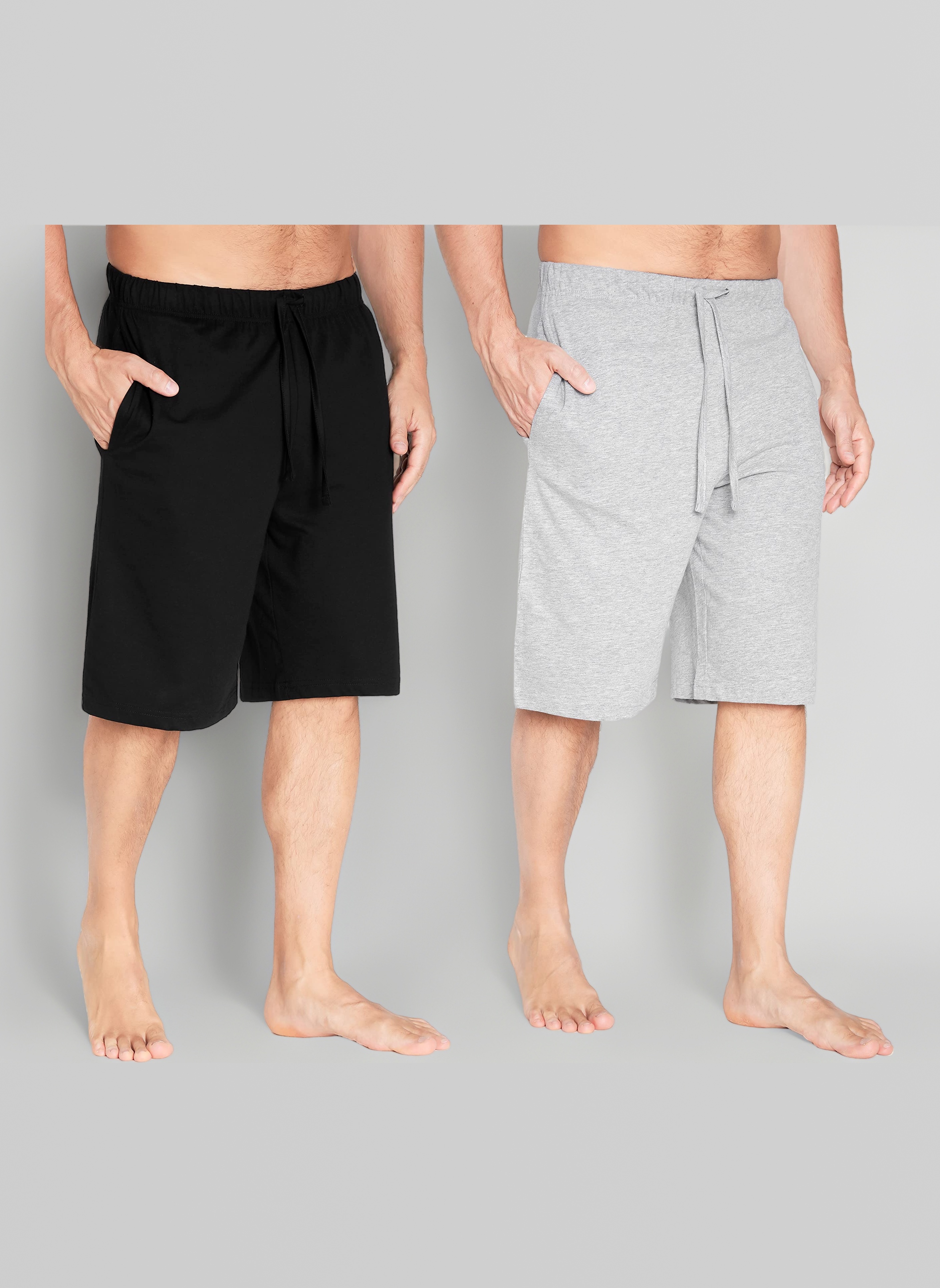 Mens Pyjama Shorts - Comfy Lounge Shorts with Pockets Pack of 2