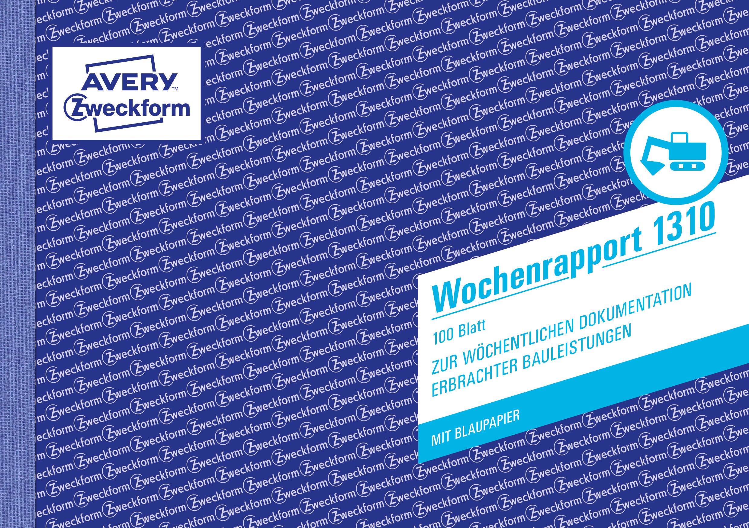 AVERY Zweckform 1310 Weekly Report (A5 Landscape, with 2 Sheets of Blue Paper, Tested by Legal Experts, for Germany and Austria for Weekly documentation of Work Performance, 100 Sheets) White