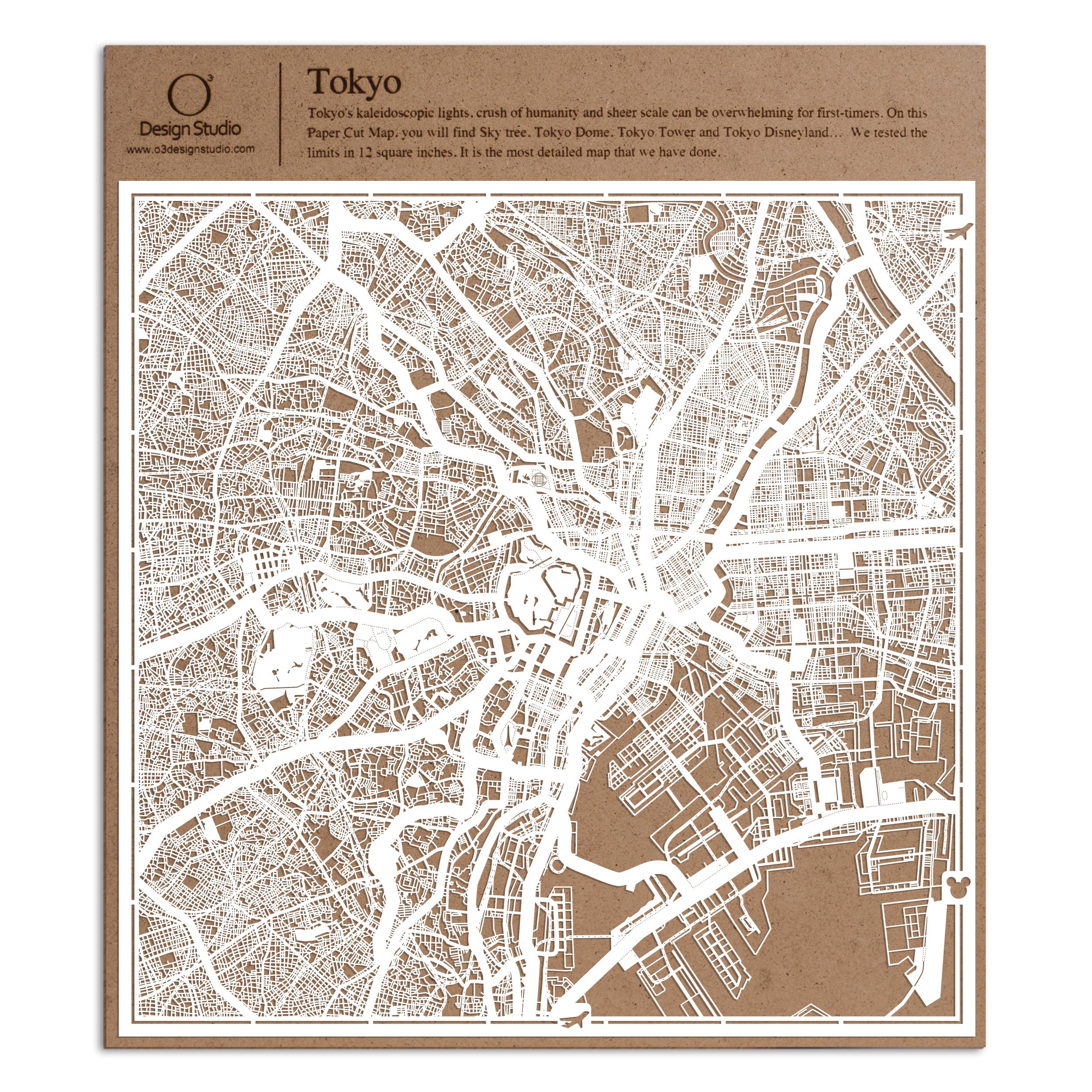 切り絵です！ Amazon.co.jp: 東京切り絵地図、白、30x30センチ、オリジナル