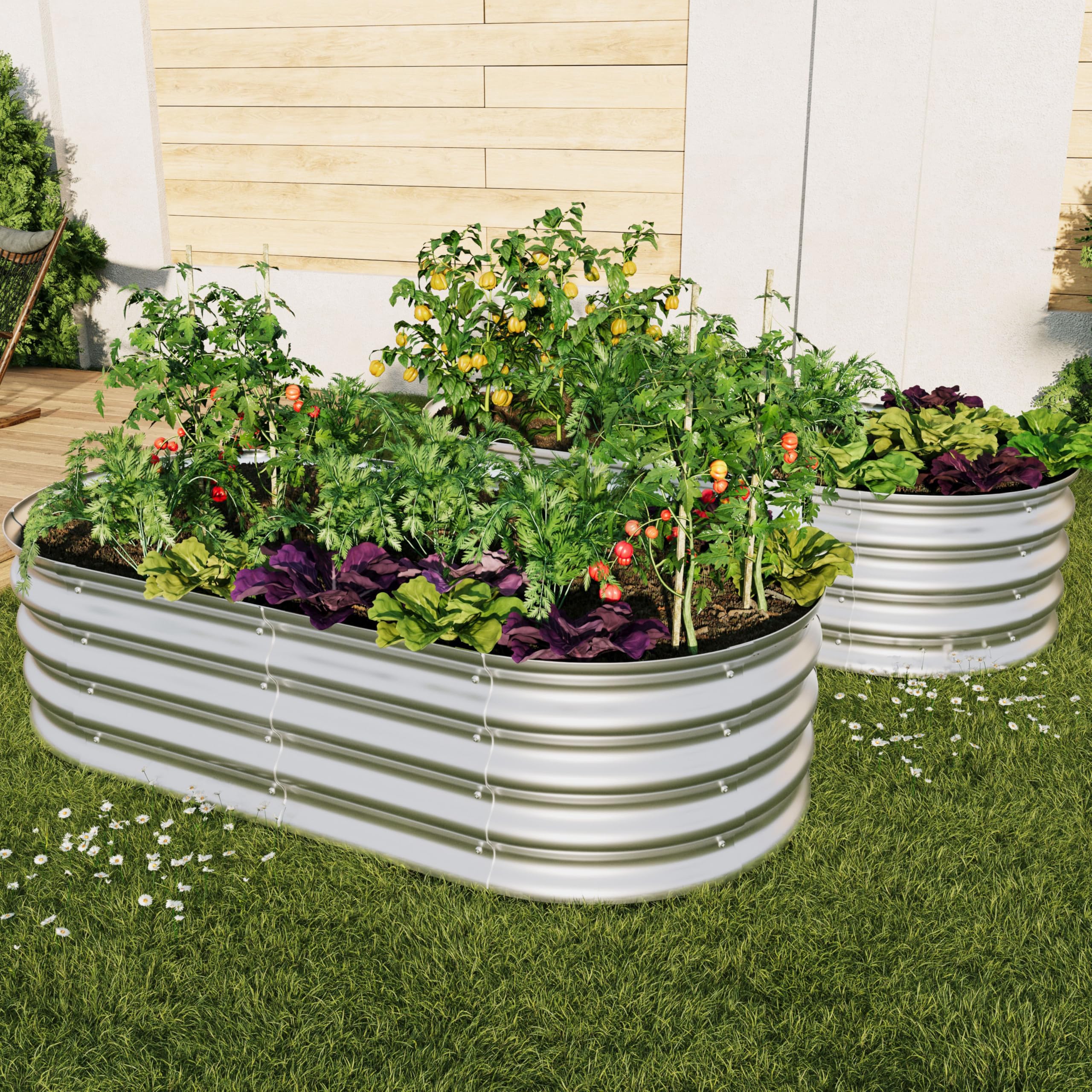 Plates-bandes surélevées en métal galvanisé 1,2x0,6x0,3m pour potager