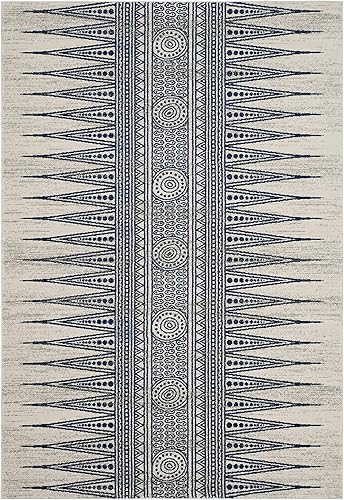 Miniatura 2 de Safavieh Evoke Collection EVK226 - Tapete bohemio, diseño vintage., Polipropileno, Marfil, azul