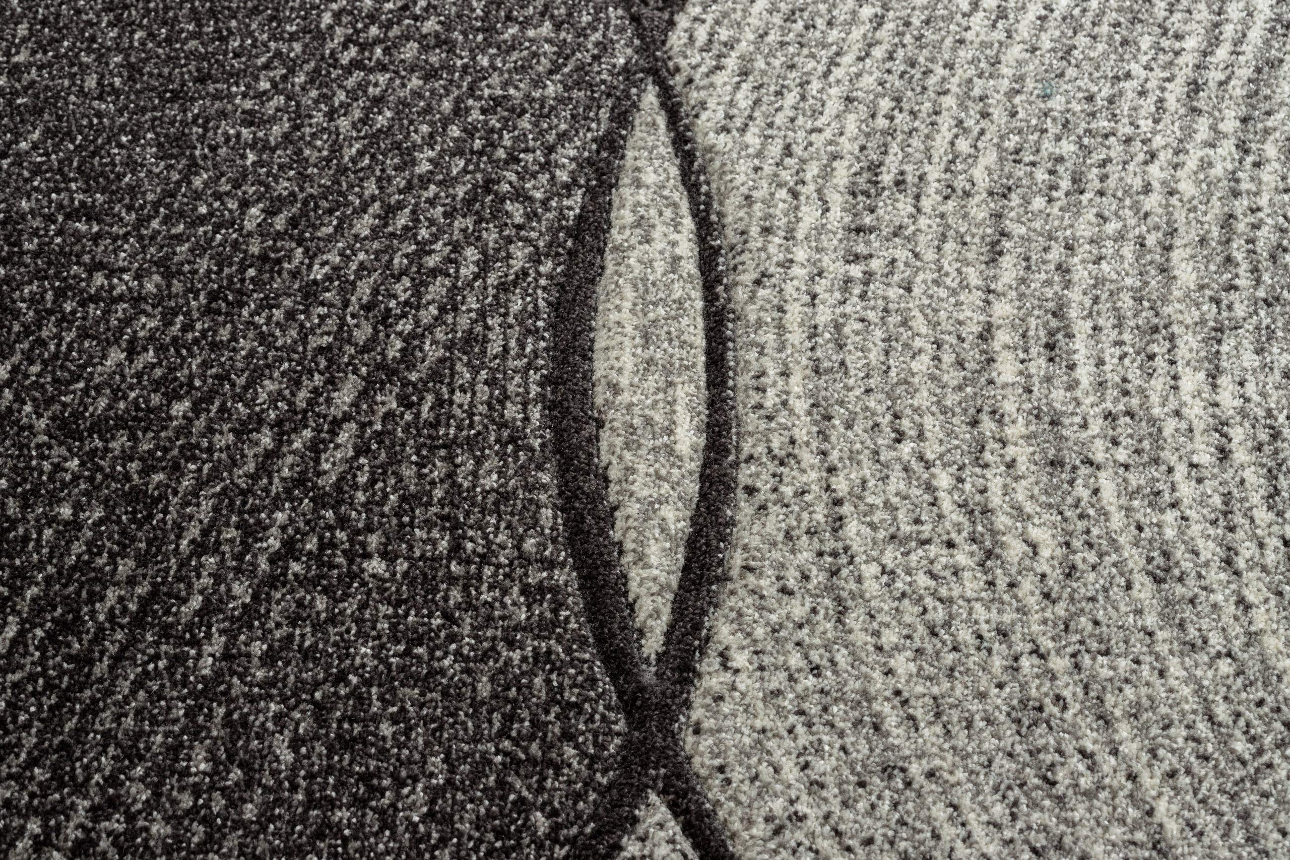 Tapis Feel Vagues Design Moderne, pour Chambre, Salon, Gris/Anthracite/crème 80x150 cm