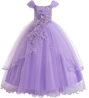 Vintage Off The Shoulder Flower Girl Dress Lace Embroidery Little/Big Girls Wedding Bridesmaid Holiday Ballgown - Buy now