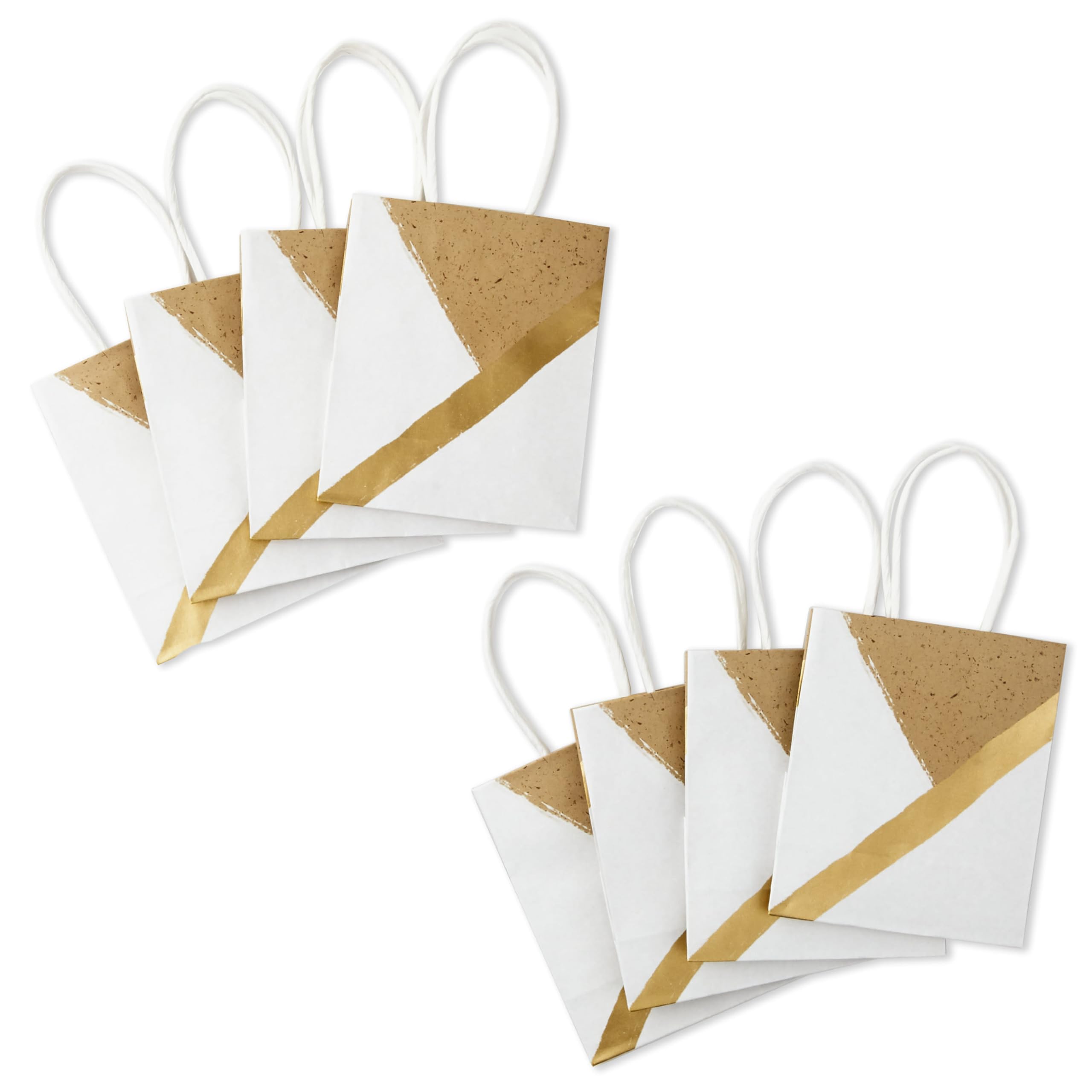 Hallmark 6" Small Paper Gift Bags, 8-Pack (White and Kraft) for Valentine's Day, Birthdays, Weddings, Graduations, Baby Showers, Bridal Showers, Care Packages and More