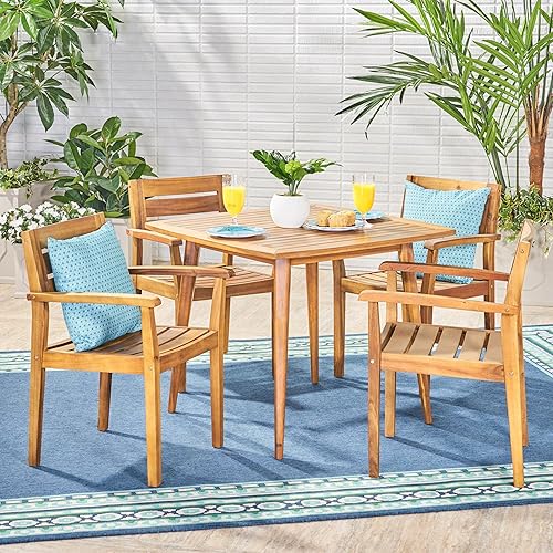 Christopher Knight Home Solomon Outdoor 5 Piece Acacia Wood Dining