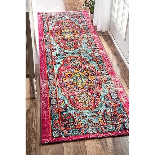 nuLOOM Waterfall Vintage Abstract Runner Rug, 2' 6" x 12', Multi Color, Rectangular, 0.45" Thick