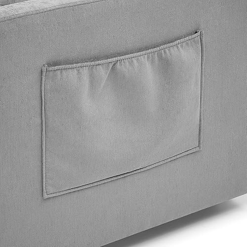 Miniatura 7 de HABITRIO Moderno sofá cama extraíble de terciopelo de 54.5 pulgadas, sofá biplaza, sofá con respaldo ajustable y dos bolsillos en los brazos para