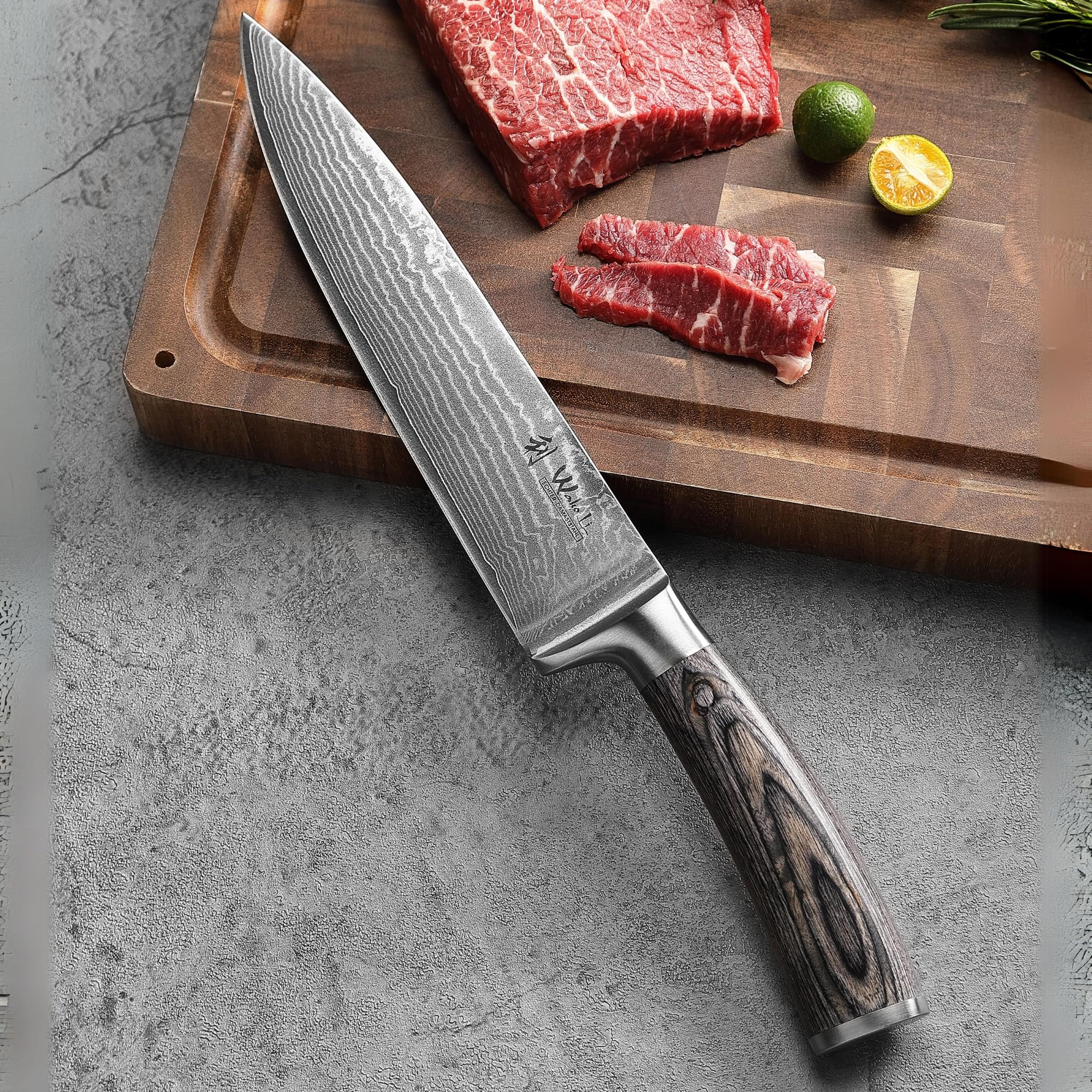 Wakoli EDIS Set coltelli da cucina professionali, 6 pezzi, acciaio Damasco