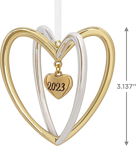 Miniatura 4 de Hallmark Adorno navideño de doble corazón, metal prémium